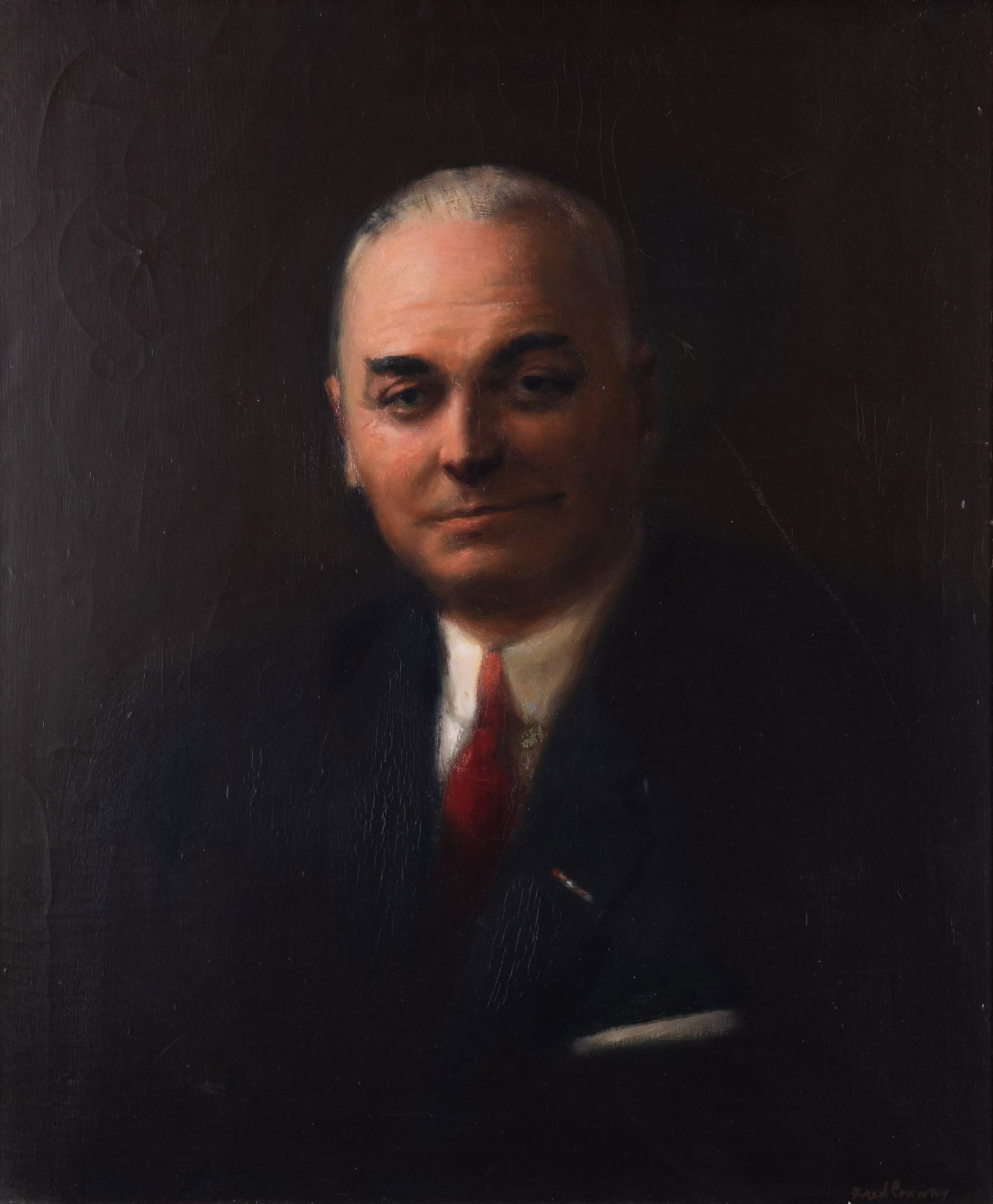 Frederick E. Conway, Missouri (1900 - 1973), Portrait of a Gentleman, oil on canvas: Frederick E. Conway Missouri, (1900 - 1973) Portrait of a Gentleman oil on canvas signed lower right 29 1/2 x 24 1/2 inches