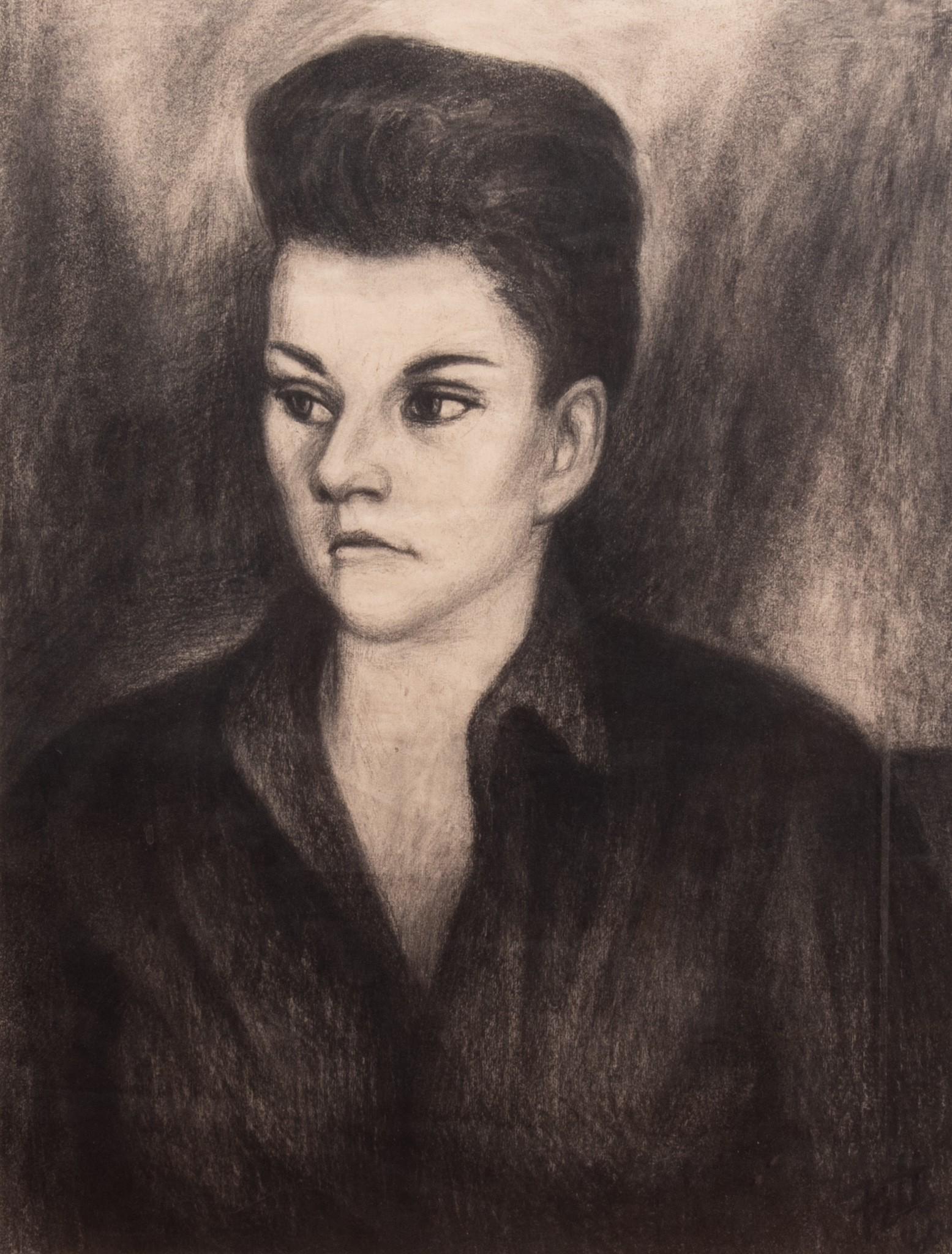 William Fett, Missouri, Michigan / Mexico (1918-2006), Portrait of Rosemary Rosenthal, charcoal: William Fett Missouri, Michigan / Mexico, (1918-2006) Portrait of Rosemary Rosenthal charcoal signed lower right, framed. 23 1/2 x 18 1/2 inches