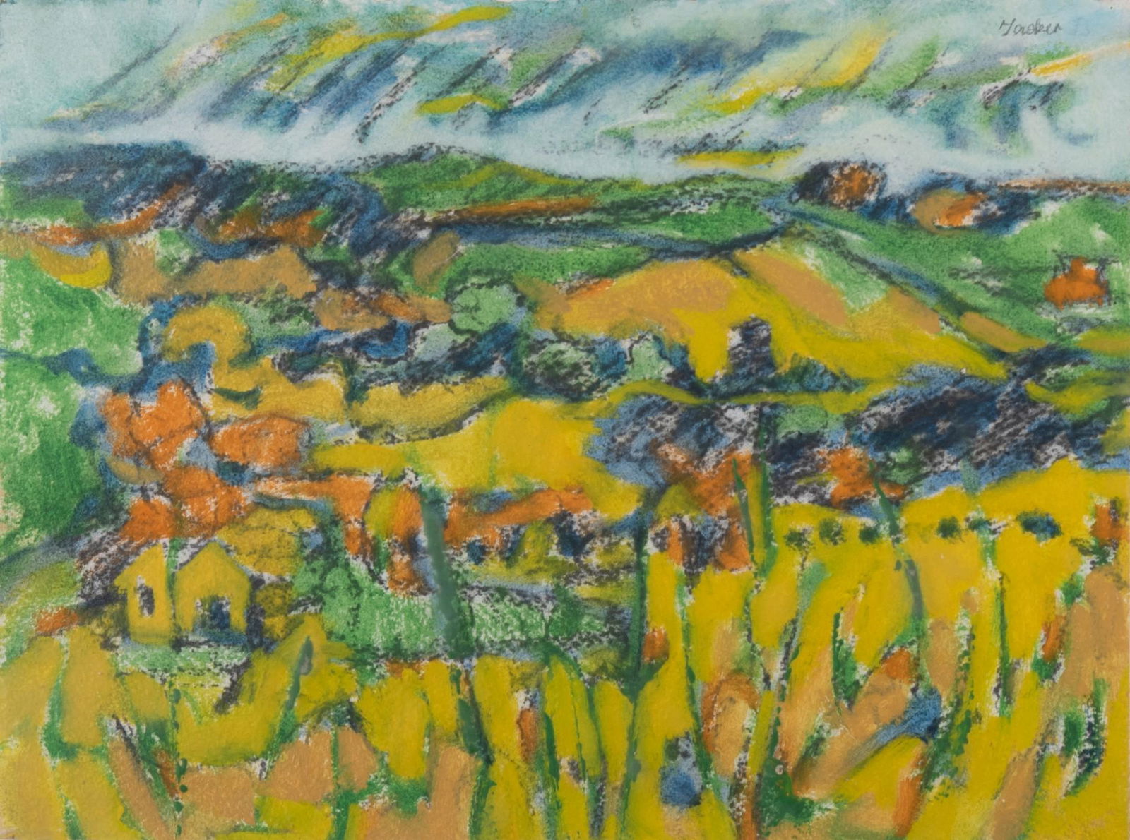 Stanley Tasker, Florida / Missouri (1924-2006), Untitled, Hillside Village, watercolor and acrylic (1 of 5)