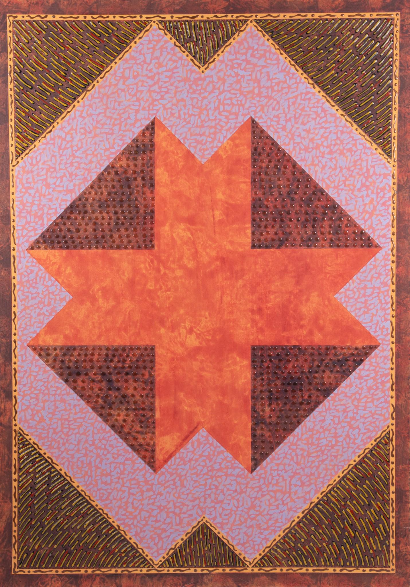 John Foster, American (b. 1951), Painting with Red Cross "#9" 1980s, acrylic on canvas (1 of 6)