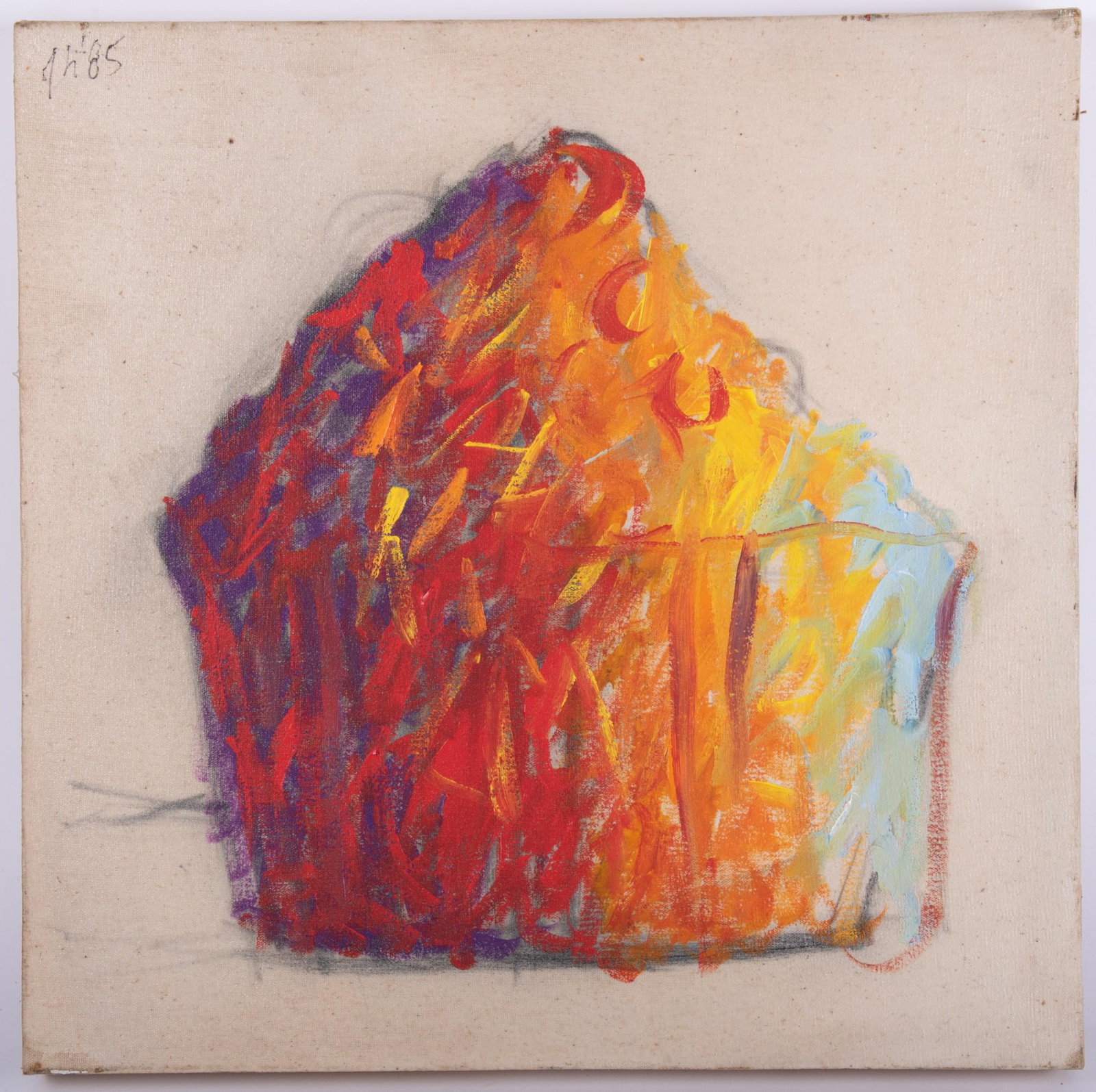 Grant Hargate, Missouri 20th Century, Monet's Muffin, 1985, oil on canvas: Grant Hargate Missouri, 20th Century Monet's Muffin, 1985 oil on canvas initialed and dated upper left, unframed. 18 x 18 inches