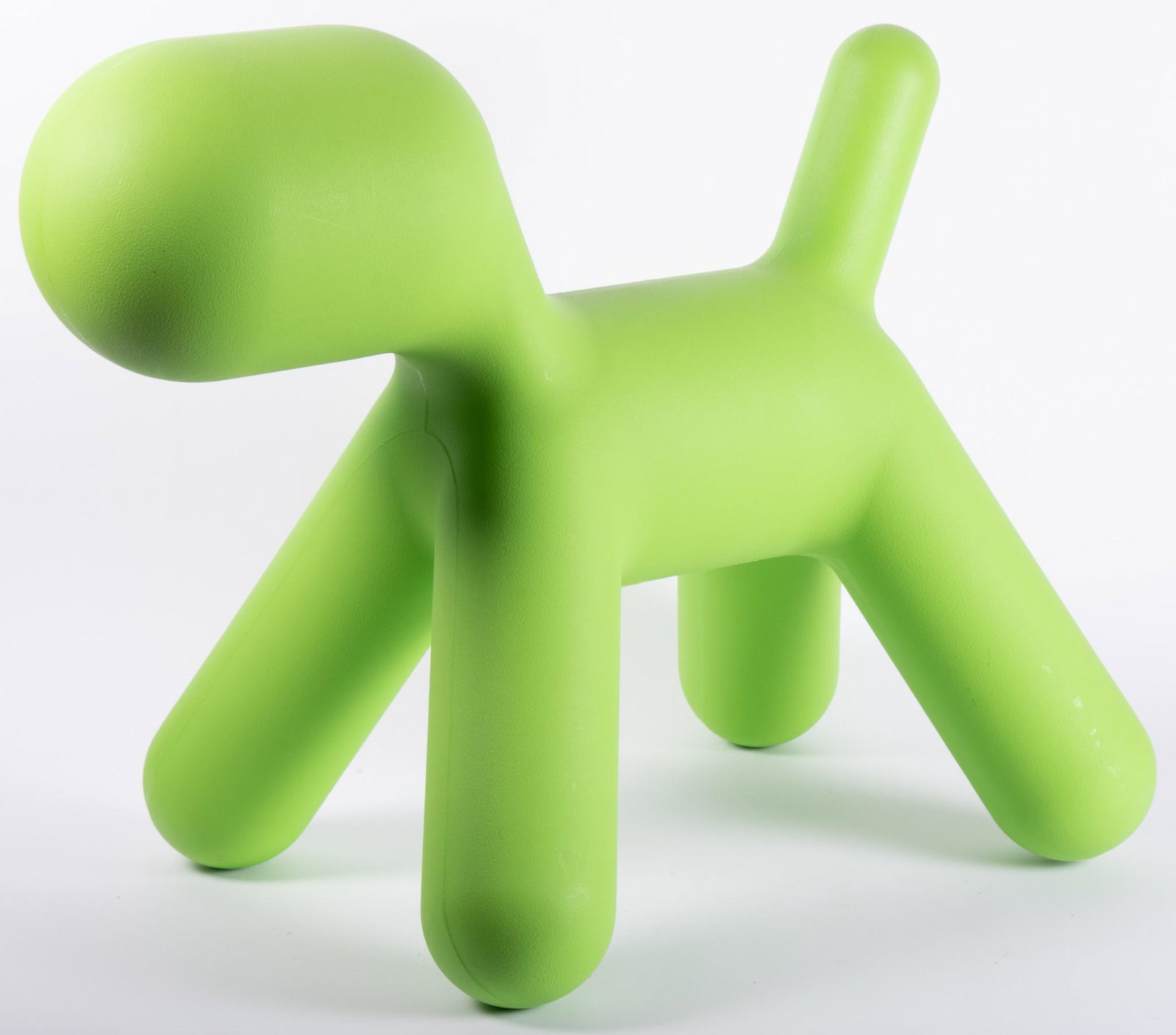Eero Aamio, Me too Collection, Magis Design, Puppy Abstract Dog: Eero Aamio, Me too Collection, Magis Design, Puppy Abstract Dog Lime green plastic dog, large size, made in Italy. Height: 21 inches; Length: 26 inches