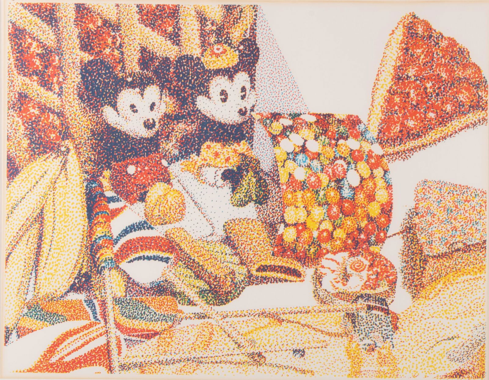 Jerry Wilkerson, Texas / Missouri (1943-2007), Still life with Mickey Mouse, pie, Fig Newtons, (1 of 4)