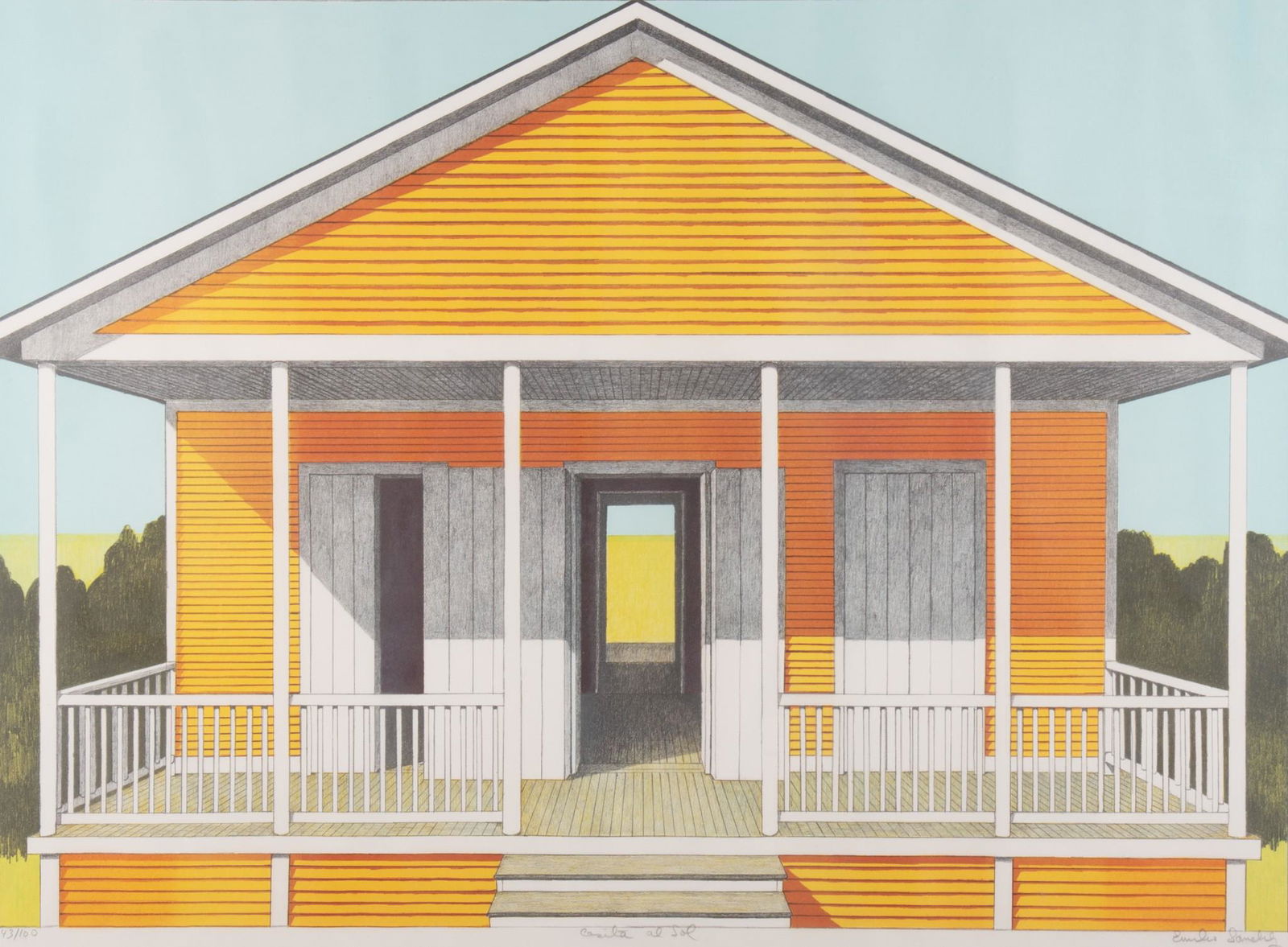Emilio Sanchez, American/Cuban (1921-19990, Casita al Sol, screenprint ed. (1 of 5)