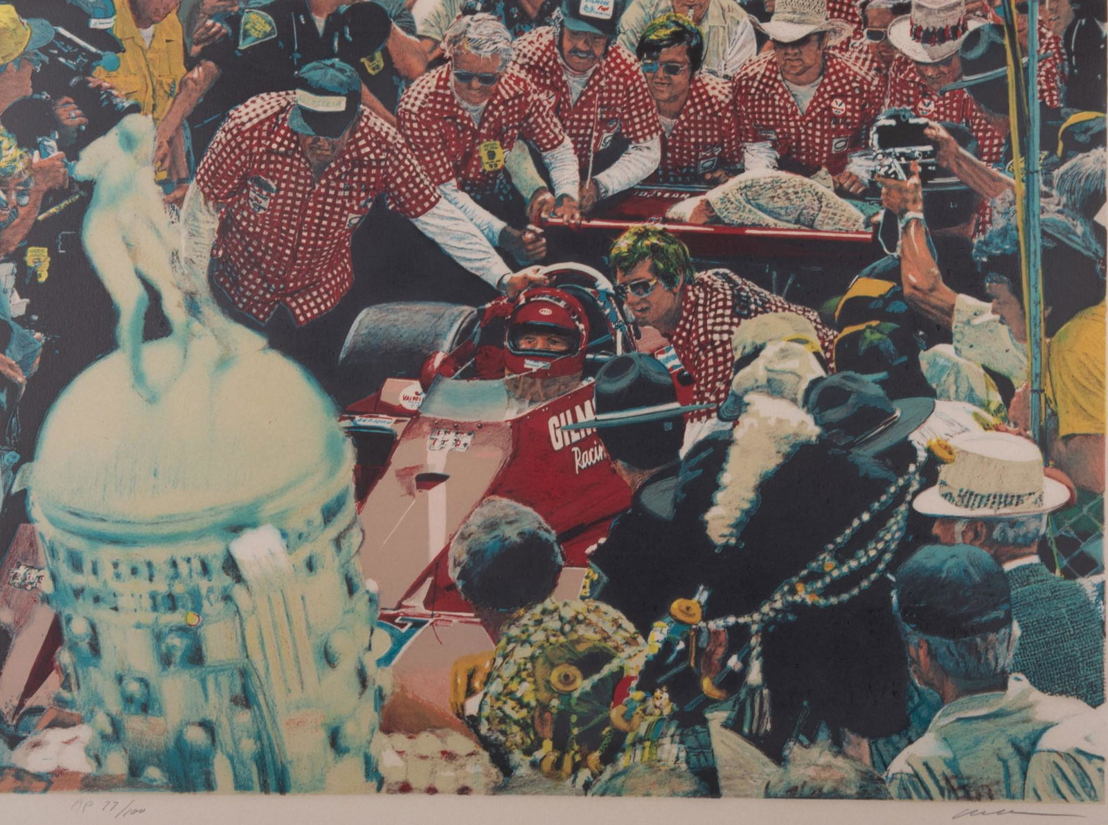 Ron Kleeman, (1937-2014), Three Auto Racing Scenes, screenprints, from editions of 100 (1 of 7)