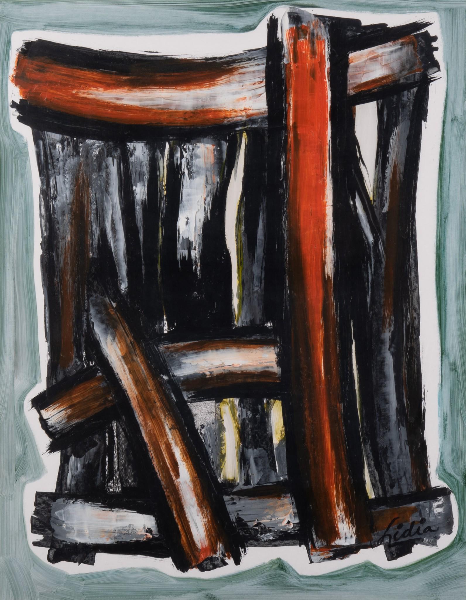 Lidia, Cuban 20th Century, Untitled, abstract expressionist, oil on paper (1 of 4)