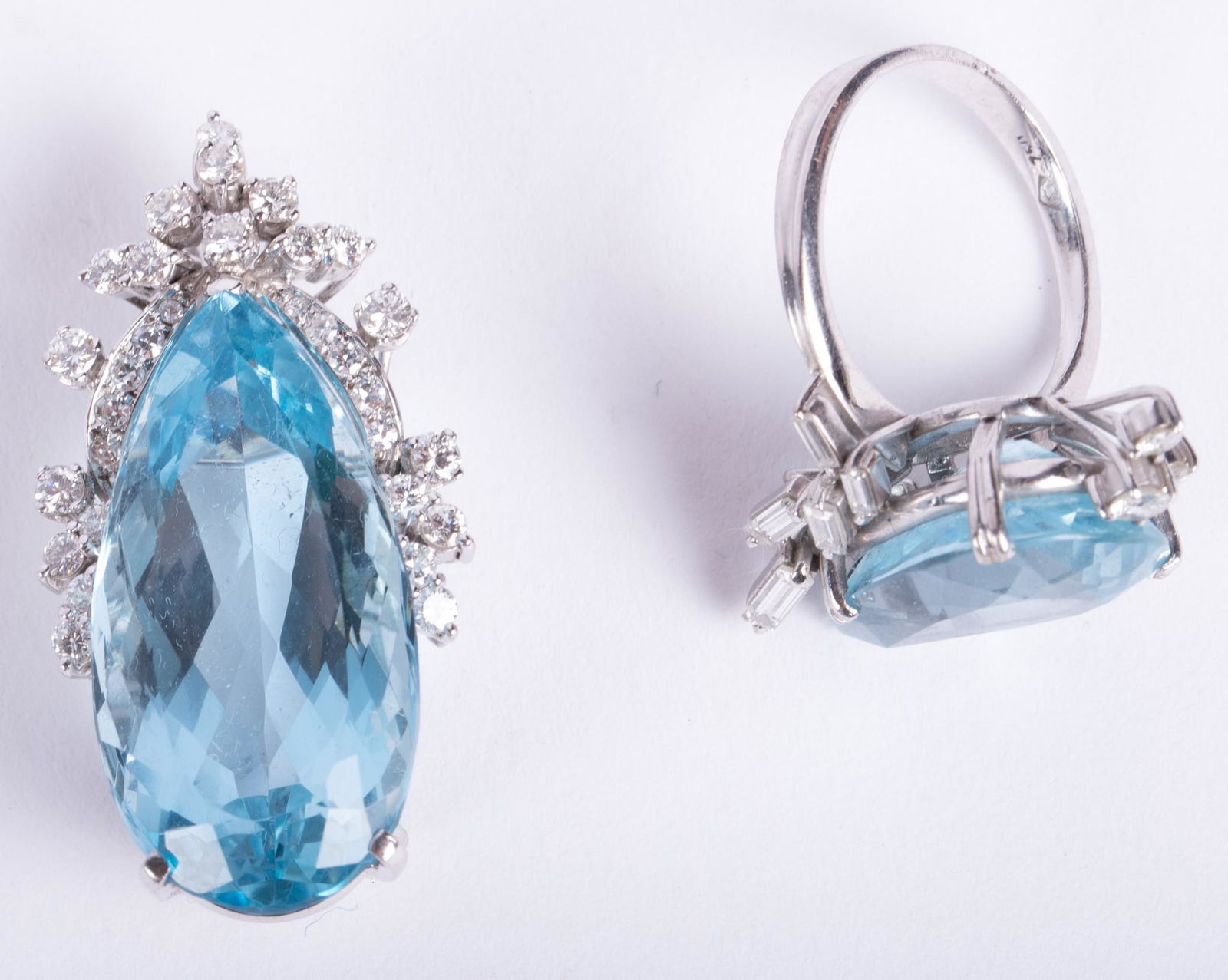 Aquamarine and Diamond Brooch and Ring (1 of 3)