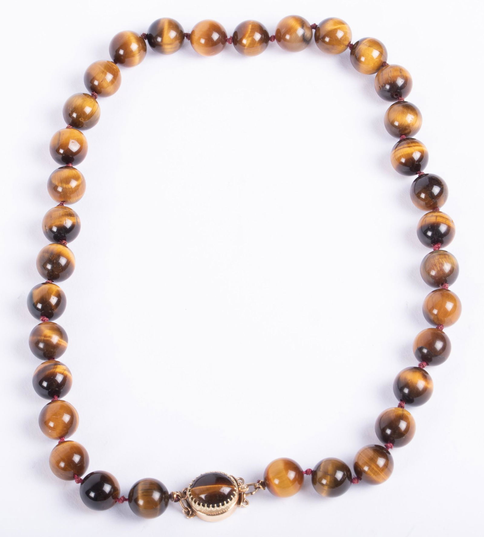 Tiger Eye Bead Necklace with Gold Clasp (1 of 3)