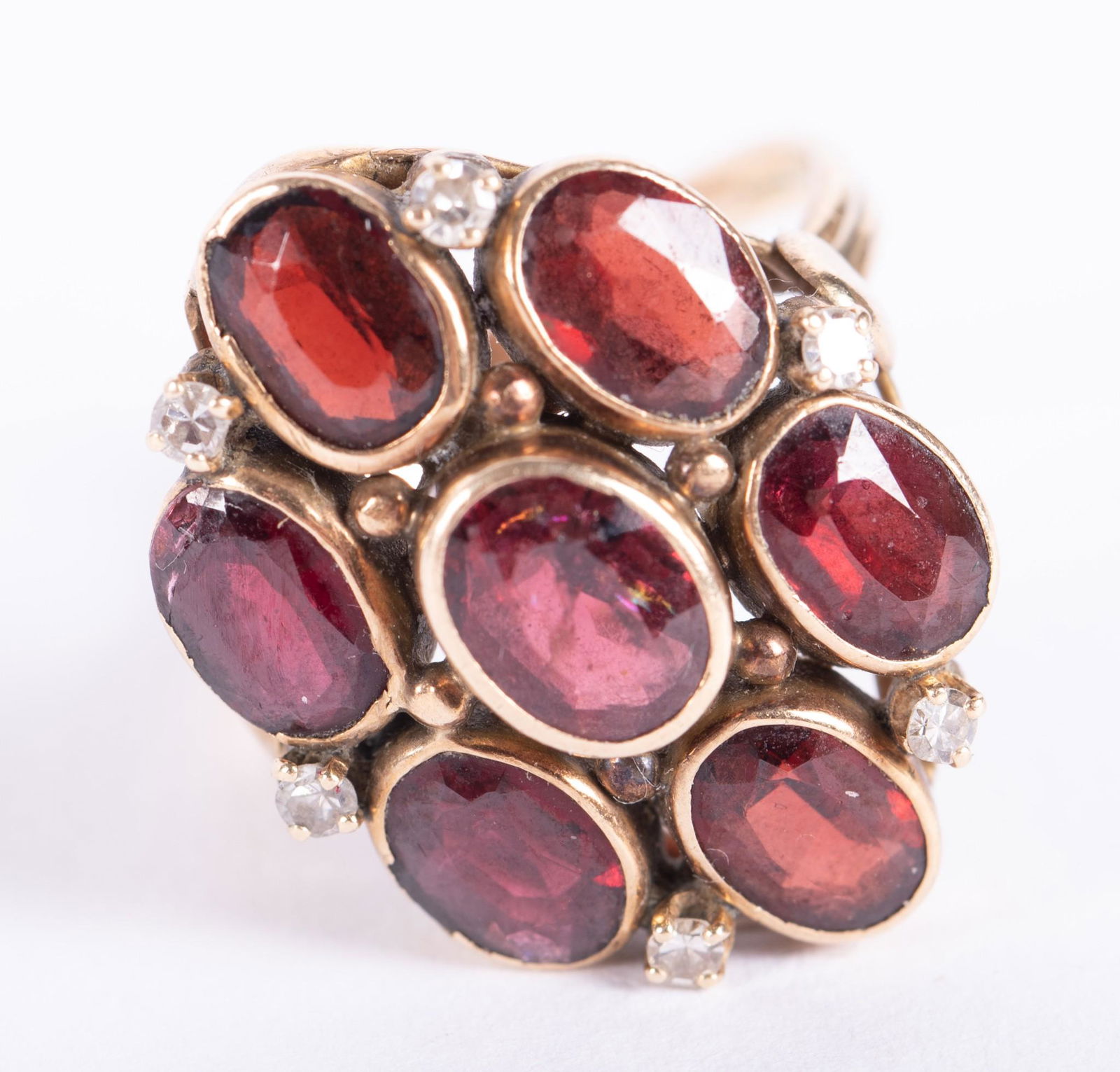 14K Yellow Gold, Garnet and Diamond Ring (1 of 2)