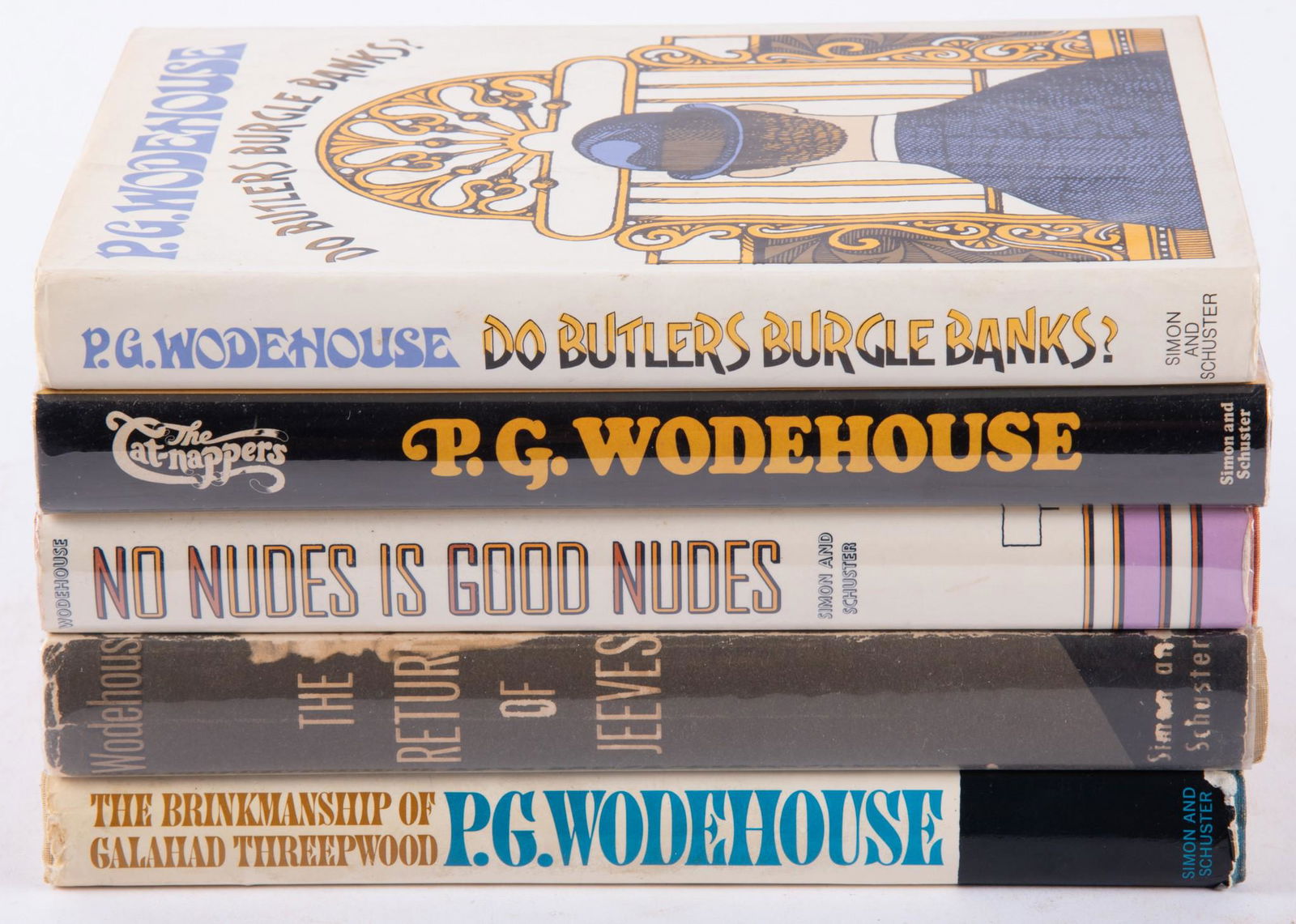Five Books by P.G. Wodehouse including "Do Butlers Burgle Banks?" "The Cat-Nappers," "No Nudes Is (1 of 7)