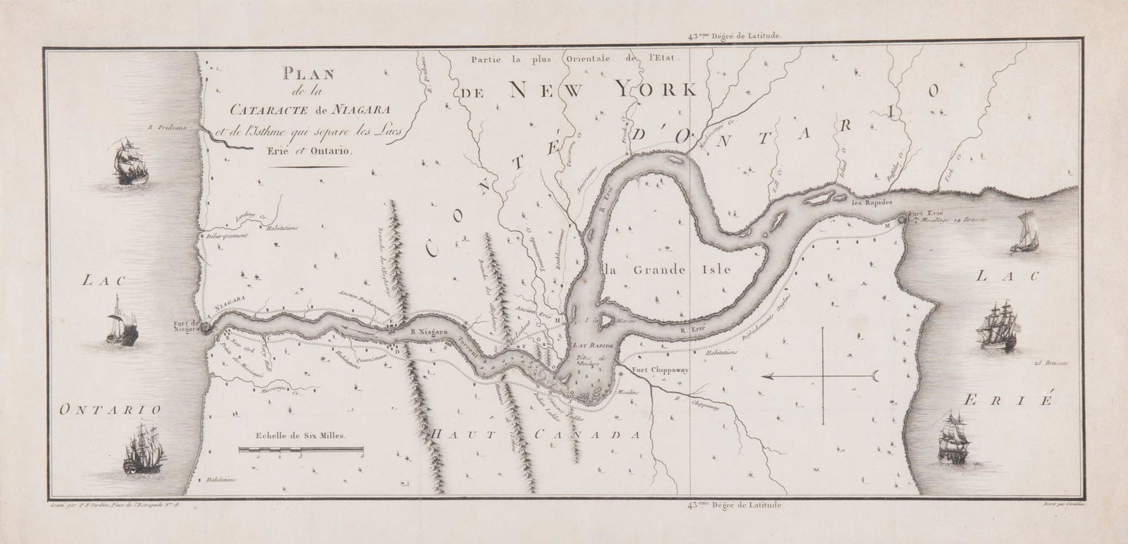 Pierre Francois Tardieu: Plan de la Cataracte de Niagara et de l'Isthme que separe les Lacs Erie et (1 of 3)