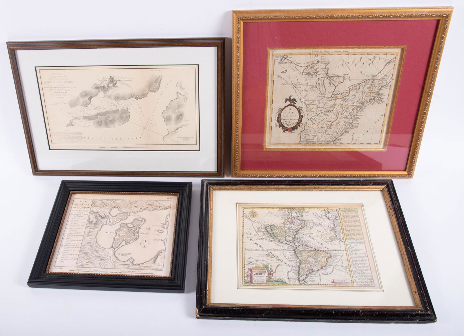 Four Antique Maps of the United States: Thomas & Andrews, Boston, "A Map of the United States of (1 of 3)