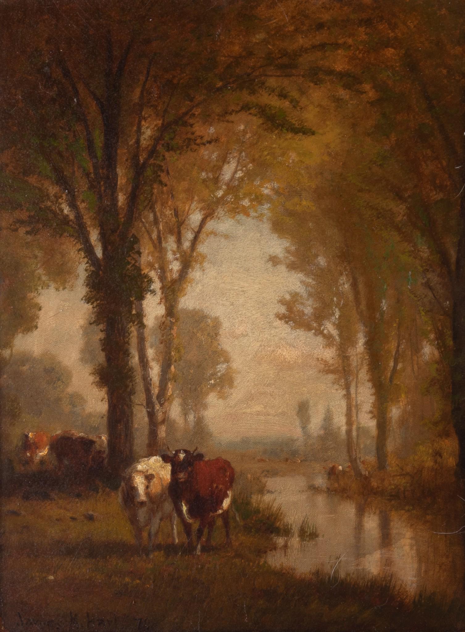 James McDougal Hart, New York (1828-1901), Cattle by a Stream, 1879, oil on panel (1 of 6)