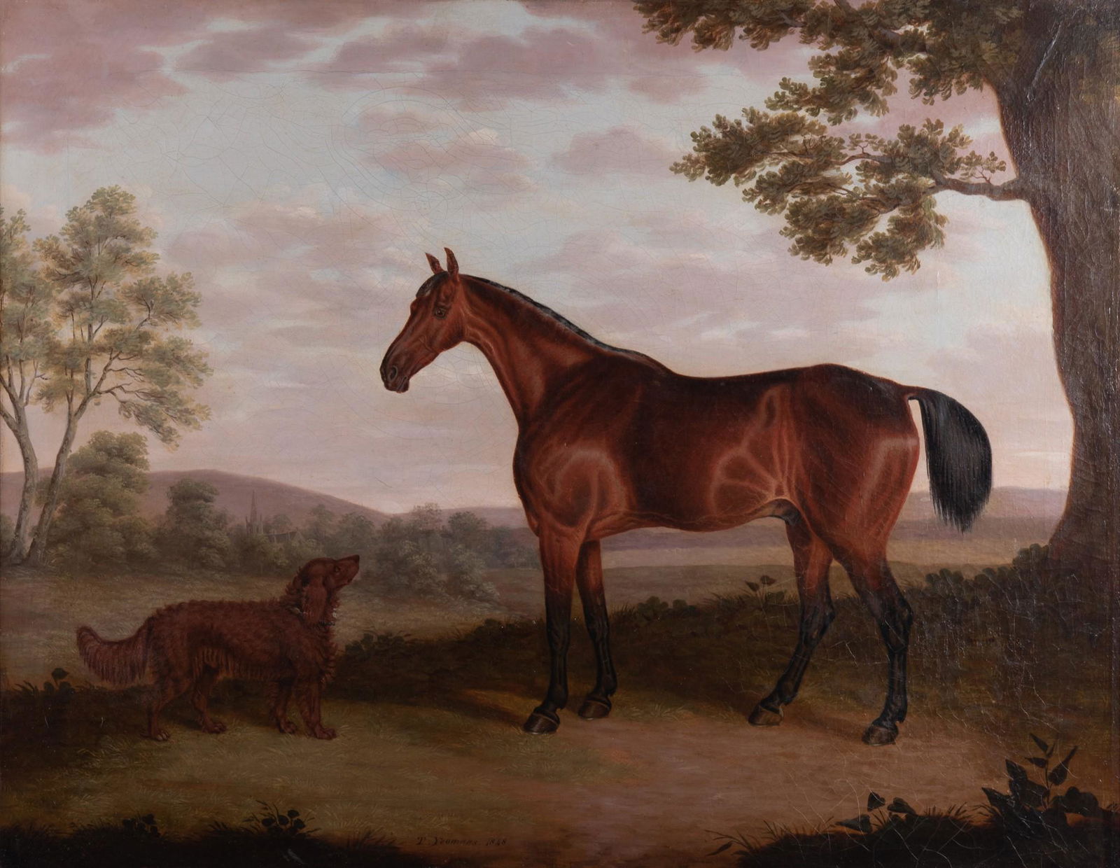 Thomas Yeoman, United Kingdom circa 1805-1860, Portrait of a Horse and Spaniel in a Field, 1848, oil (1 of 6)