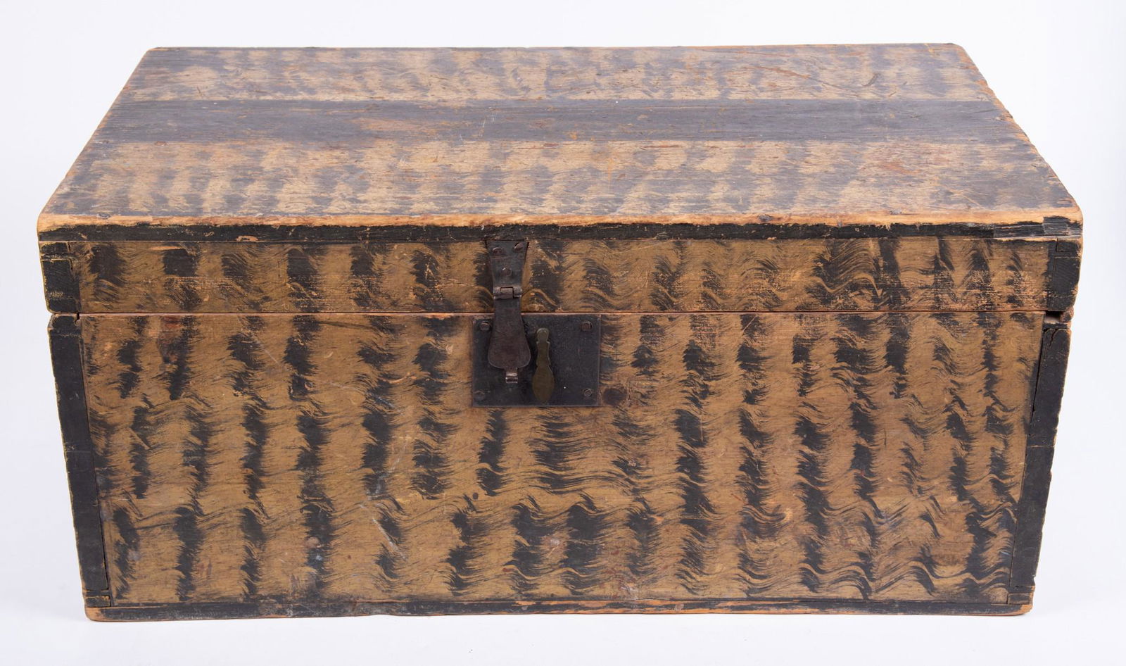Large Black and Yellow Grain Painted Table Box (1 of 2)