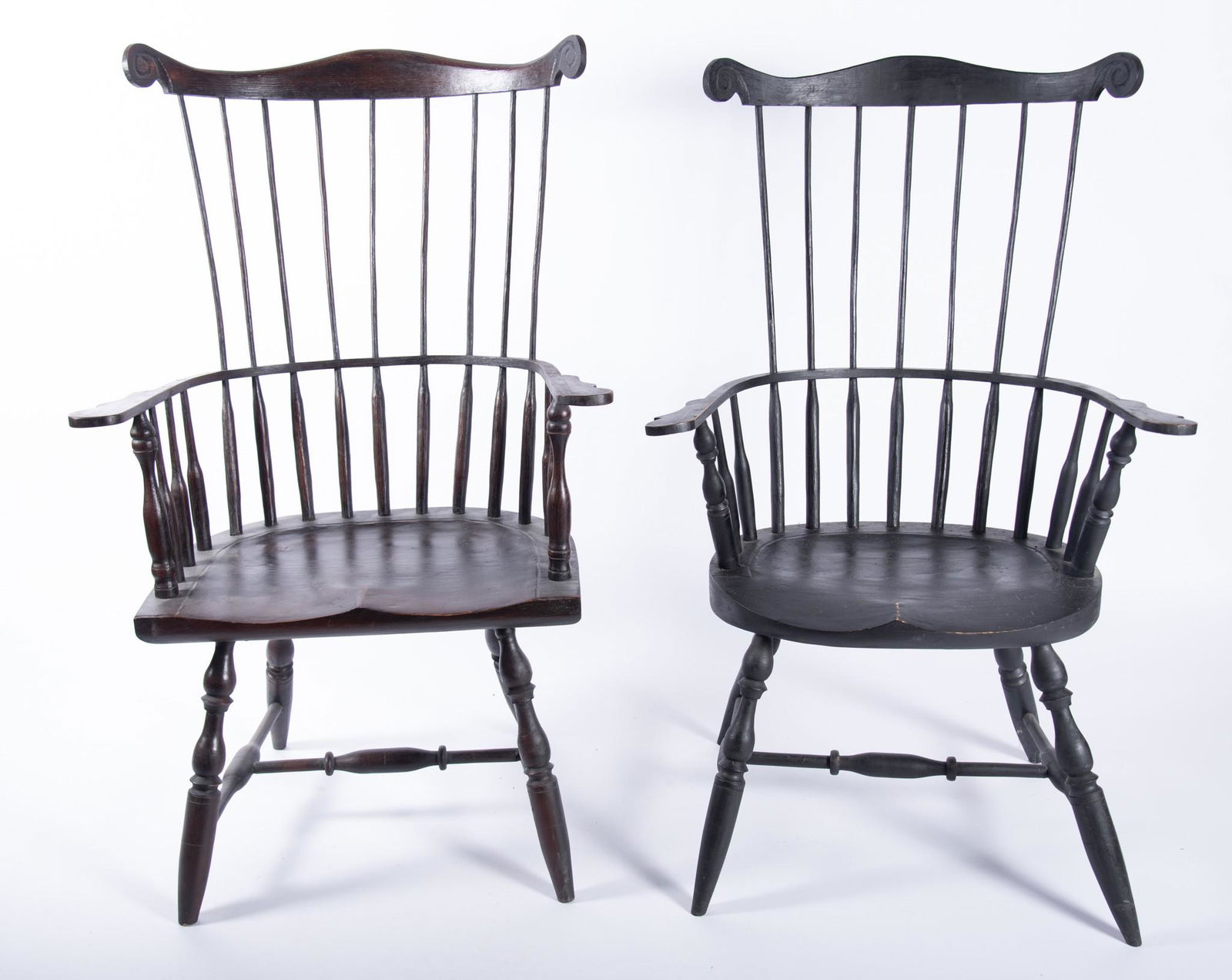 Two Similar Antique American Windsor Open Arm Chairs (1 of 3)