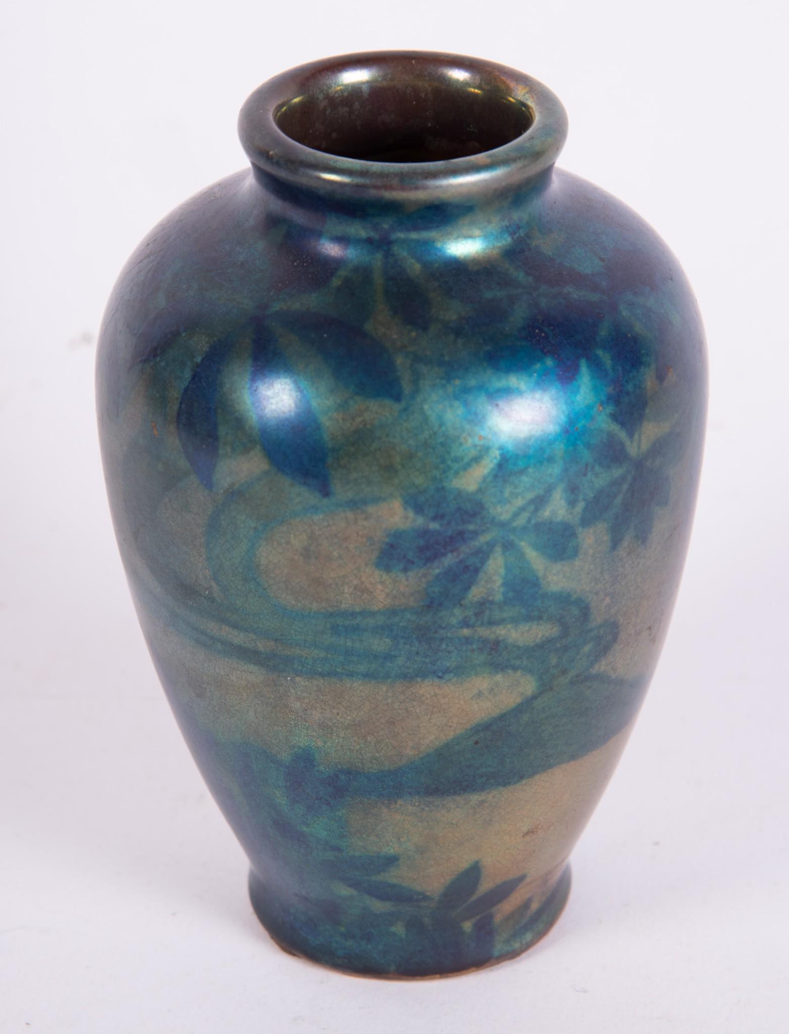 Antique Art Nouveau Ceramic Cabinet Vase, Zsolnay Pecs (1 of 3)