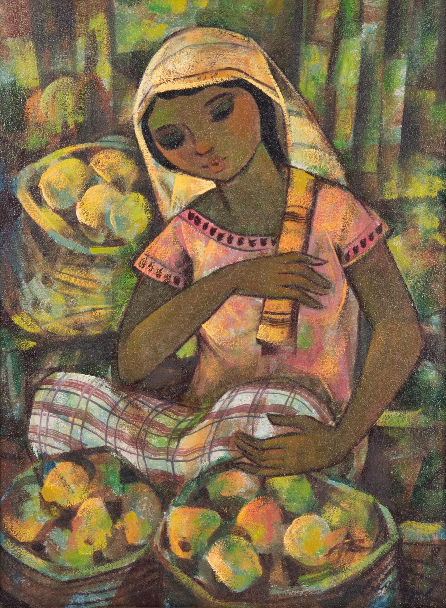 Roger San Miguel, Philippines (1941 -), Apple Vendor, oil on canvas (1 of 3)