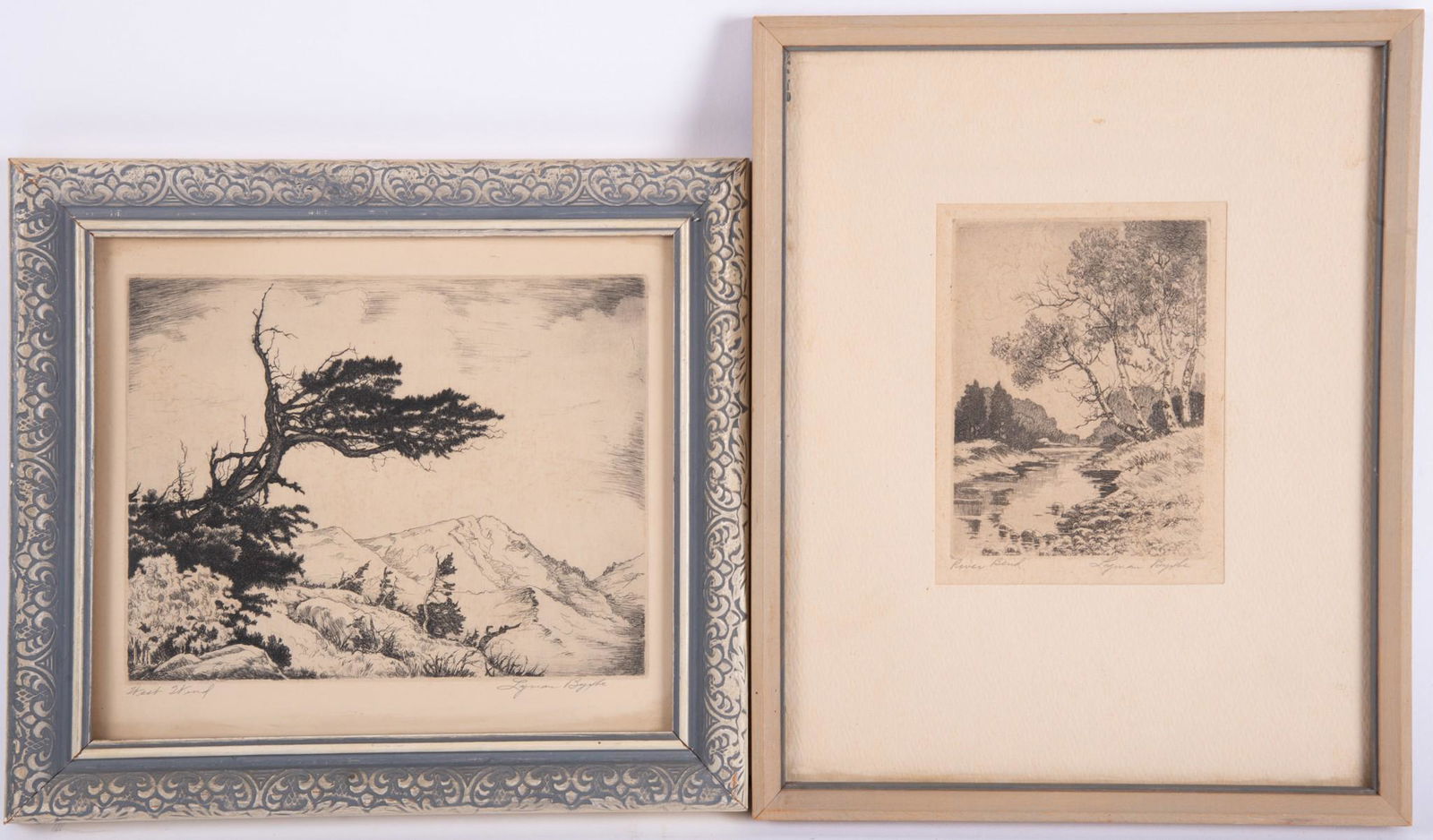 Lyman Byxbe, American (1886-1980), West Wind, and River Bend, two etchings (1 of 4)