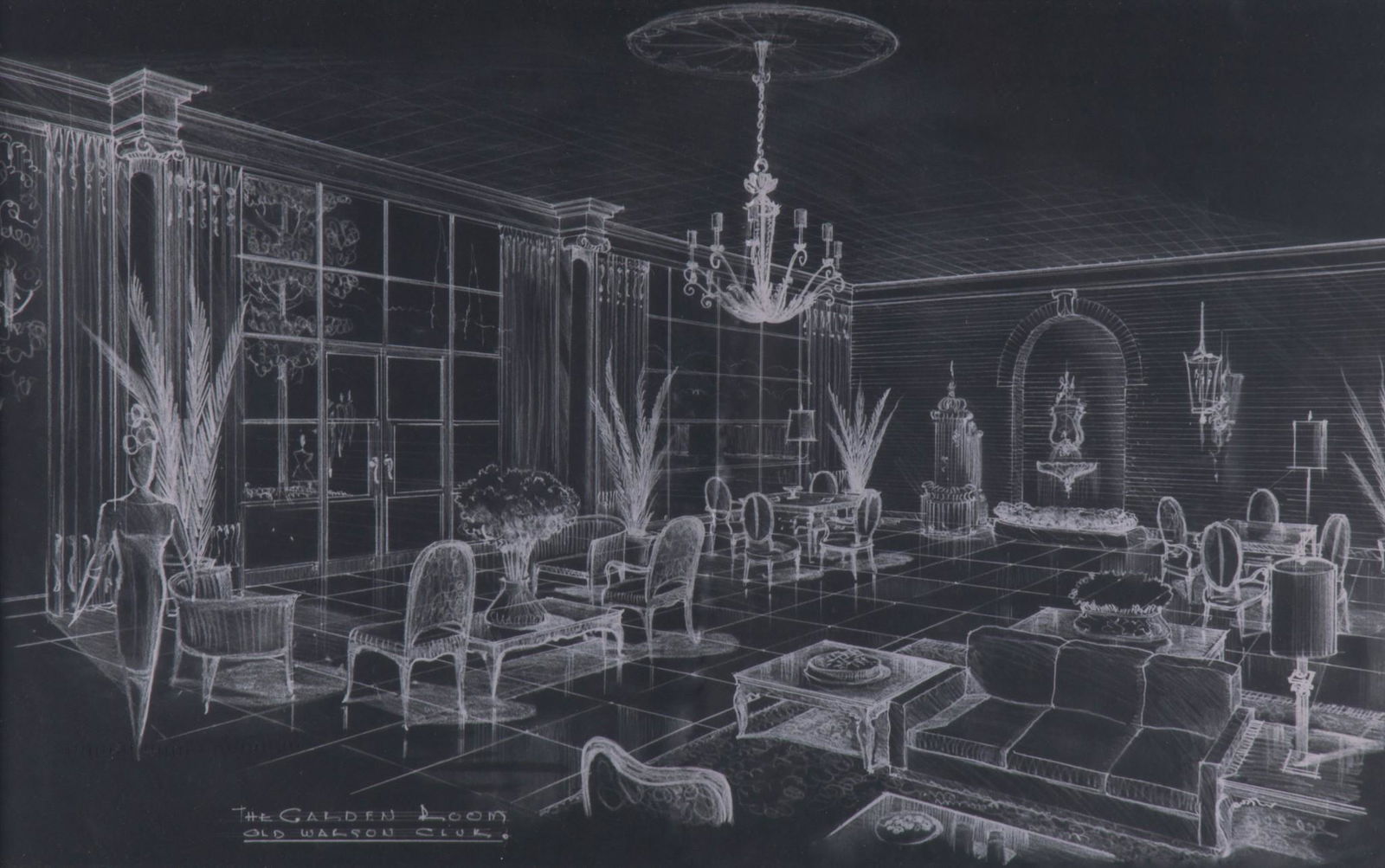 Bernard McMahon, Three Architectural Renderings for the Old Warson Country Club, St. Louis (1 of 6)