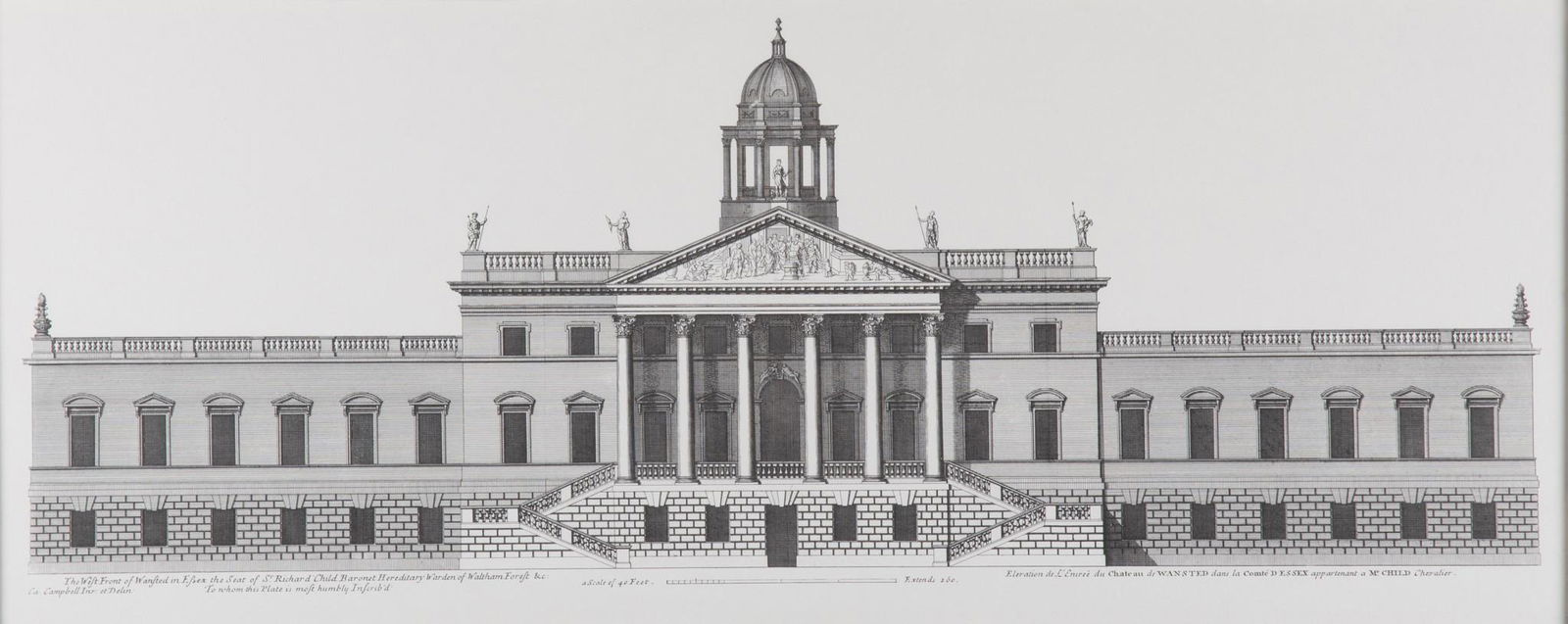 The West Front of Wanstead in Essex the Seat of Sir Richard Child Bart., Design for Wanstead House (1 of 4)