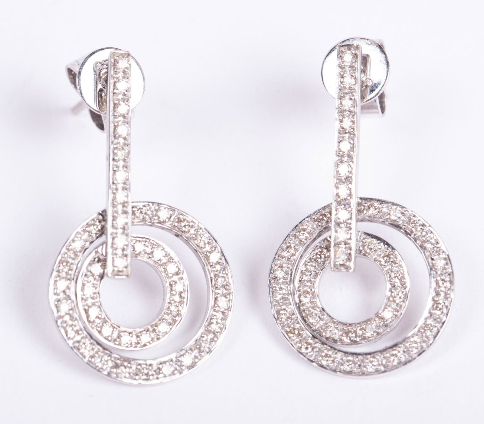 18kt White Gold Diamond Double Circle Earrings (1 of 2)