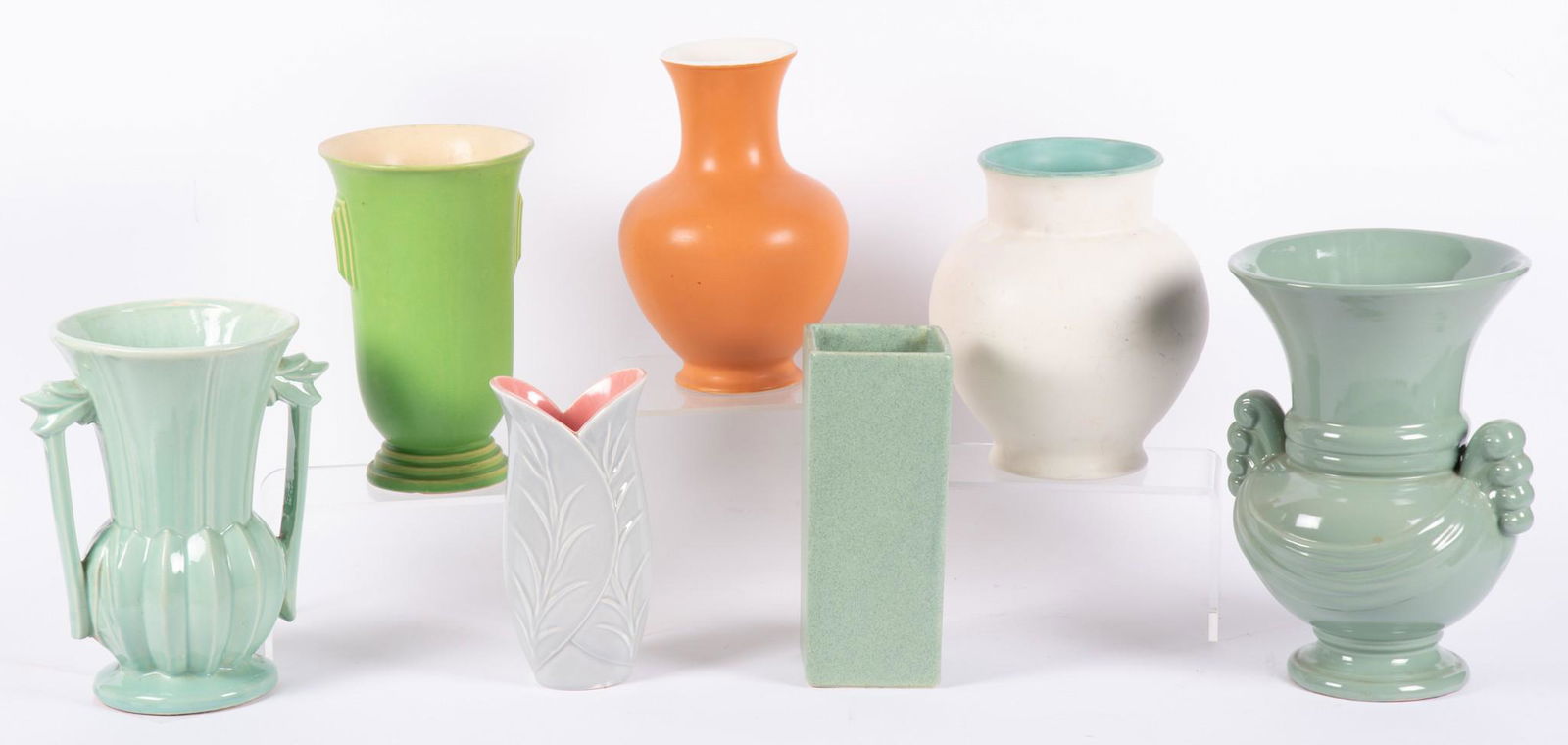 Collection of Pottery Vases to include Red Wing, McCoy, Coors, Abingdon, Floraline, and unmarked (1 of 3)