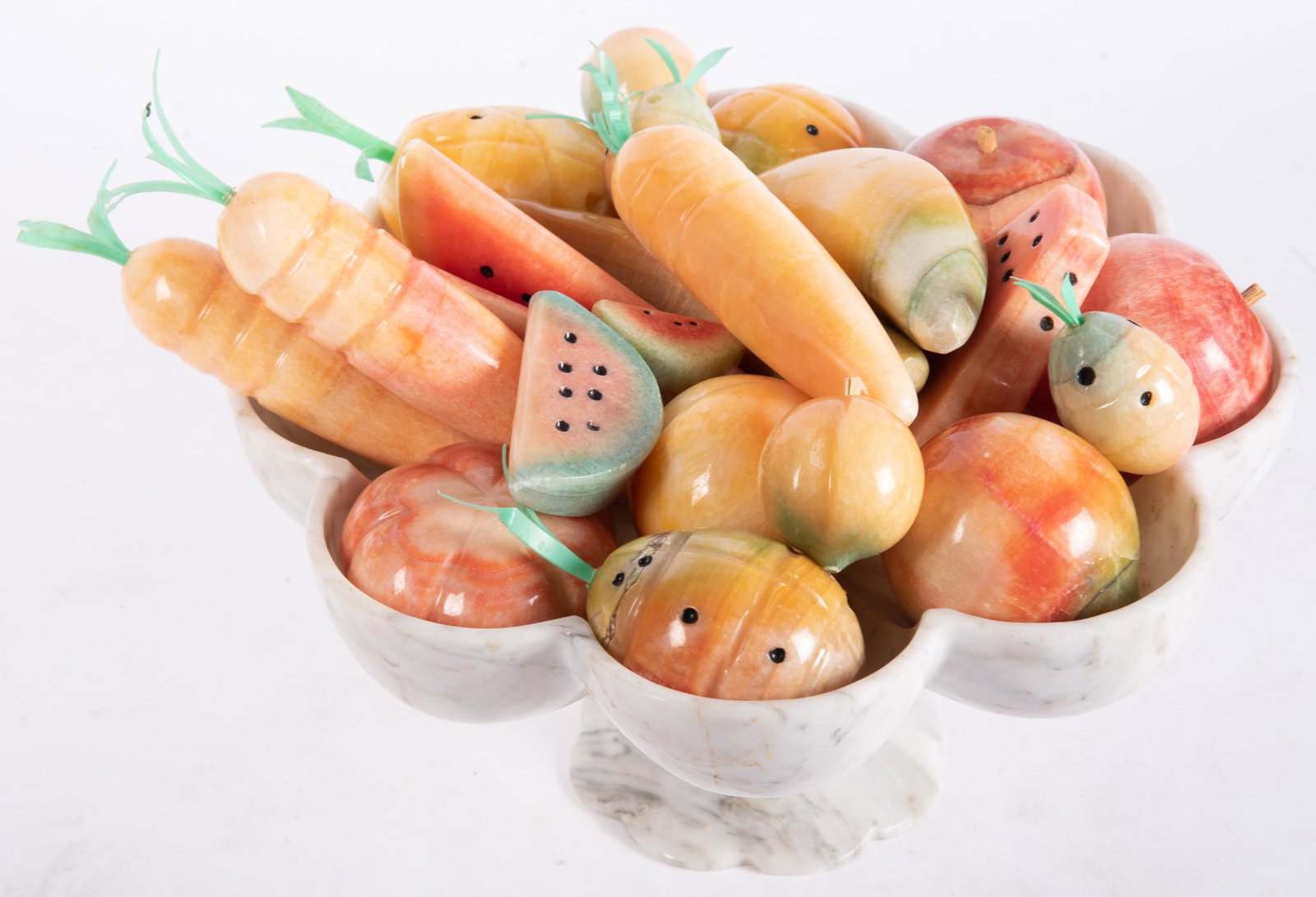 A Stone Compote Filled with Carved Stone Fruit (1 of 3)