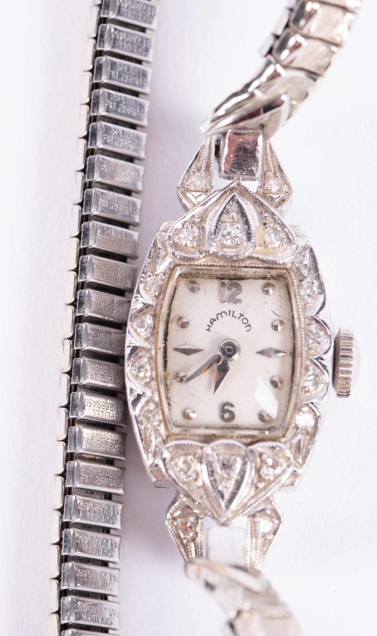 Lady's Vintage Hamilton Platinum and Diamond Wristwatch (1 of 3)