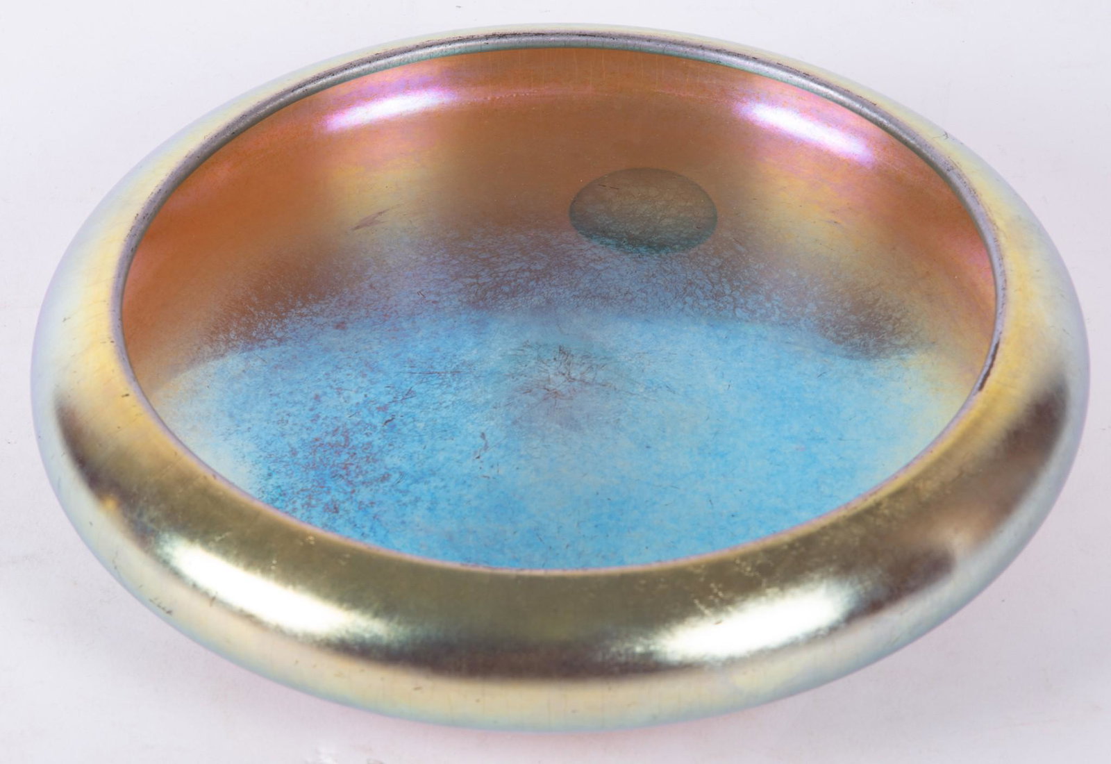 Steuben Blue Aurene Glass Low Bowl (1 of 3)