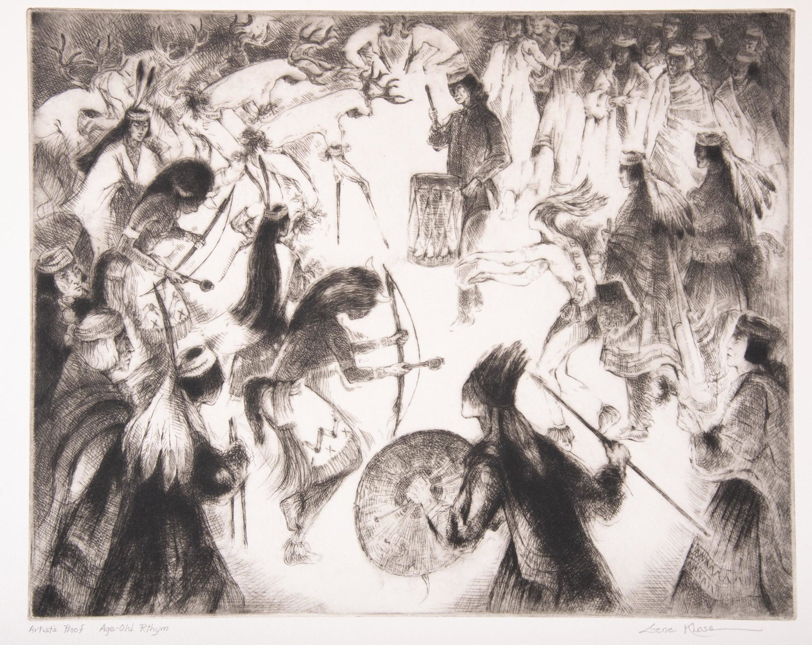 Gene Kloss, American (1903-1996), "Age Old Rhythm", etching and drypoint, edition a.p. from an (1 of 4)
