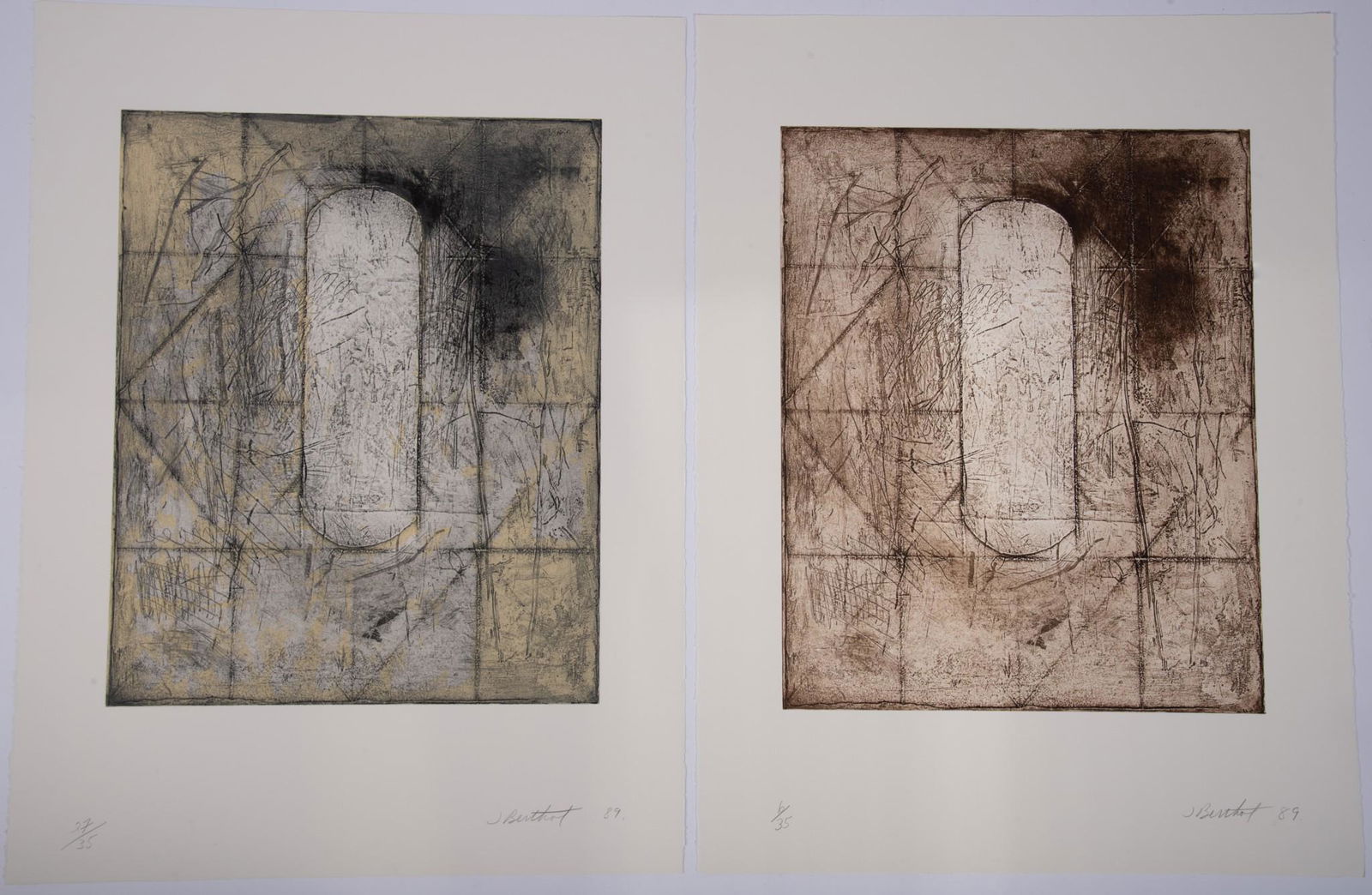 Jake Berthot, American (1939-2014), Untitled, 1989, two etchings with aquatint, ed. 27/35 and 6/35 (1 of 4)