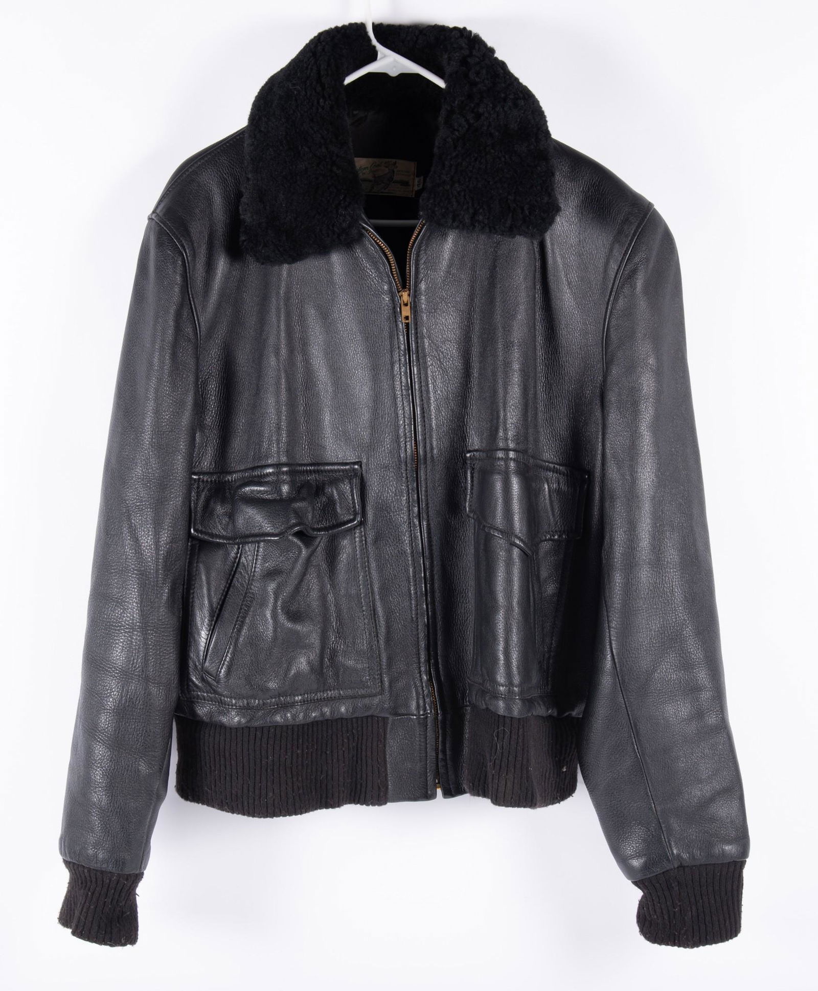 Man's Large Genuine Deerskin Black Leather Jacket Retailed by Custom Coat Co. Berlin, Wisconsin (1 of 2)