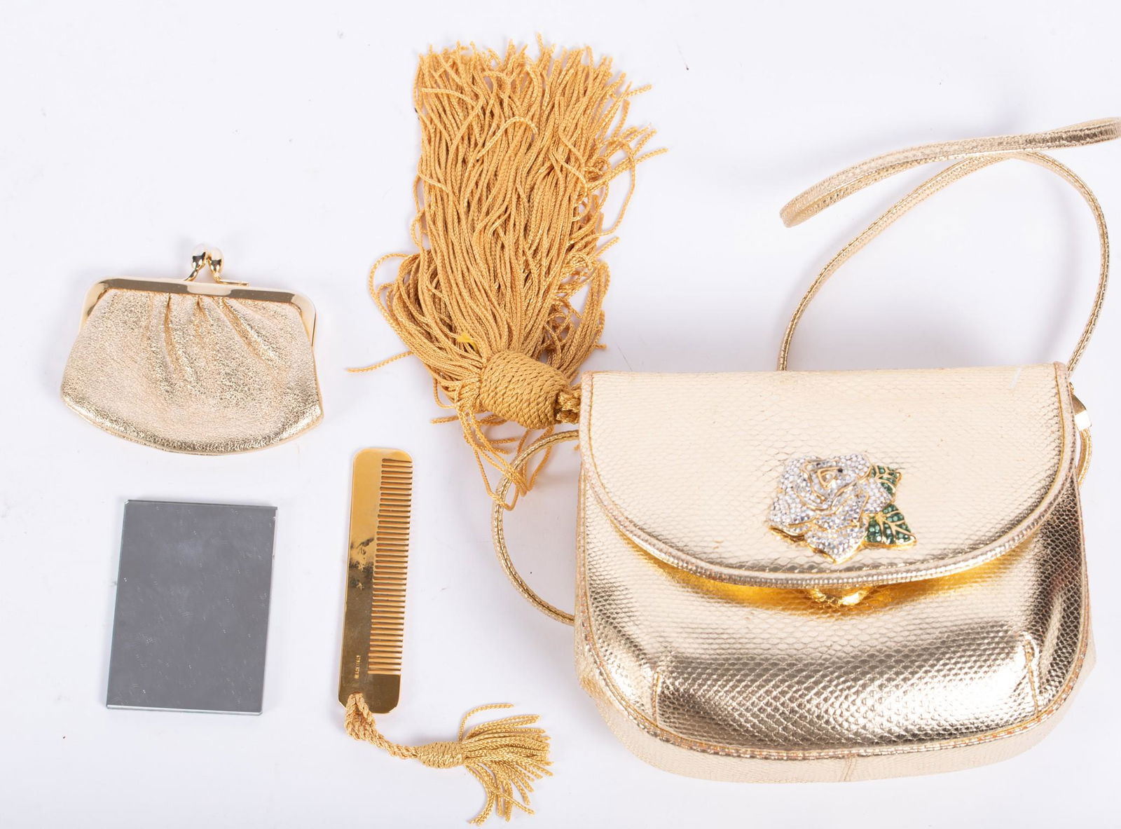 Judith Leiber Gold Leather Evening Bag (1 of 3)