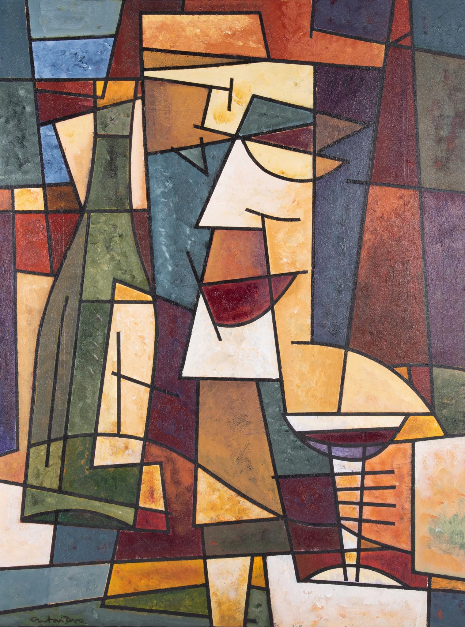 Anton Zoro, 20th Century, Cubist Still Life, oil on canvas (1 of 4)