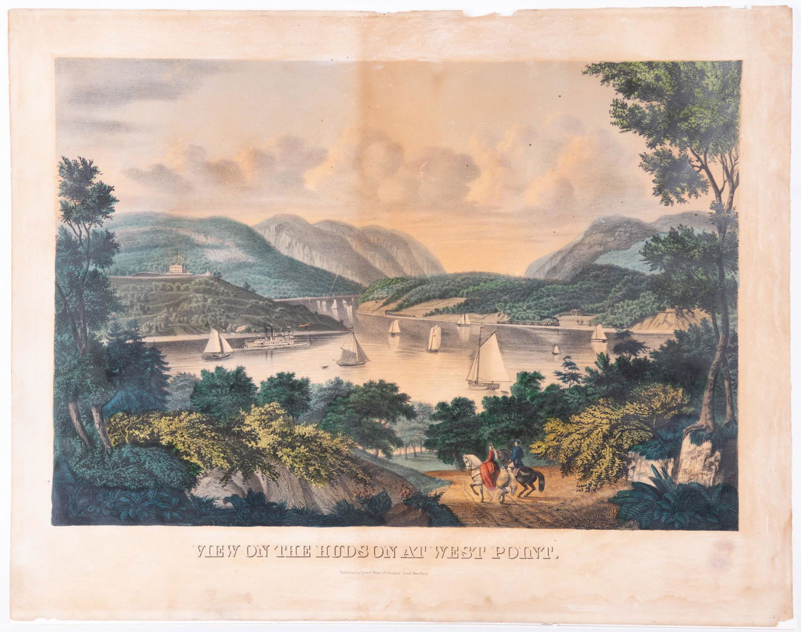 View on the Hudson at West Point, Lyon & Reed (Publishers) 277 Hudson Street, New York (1 of 3)