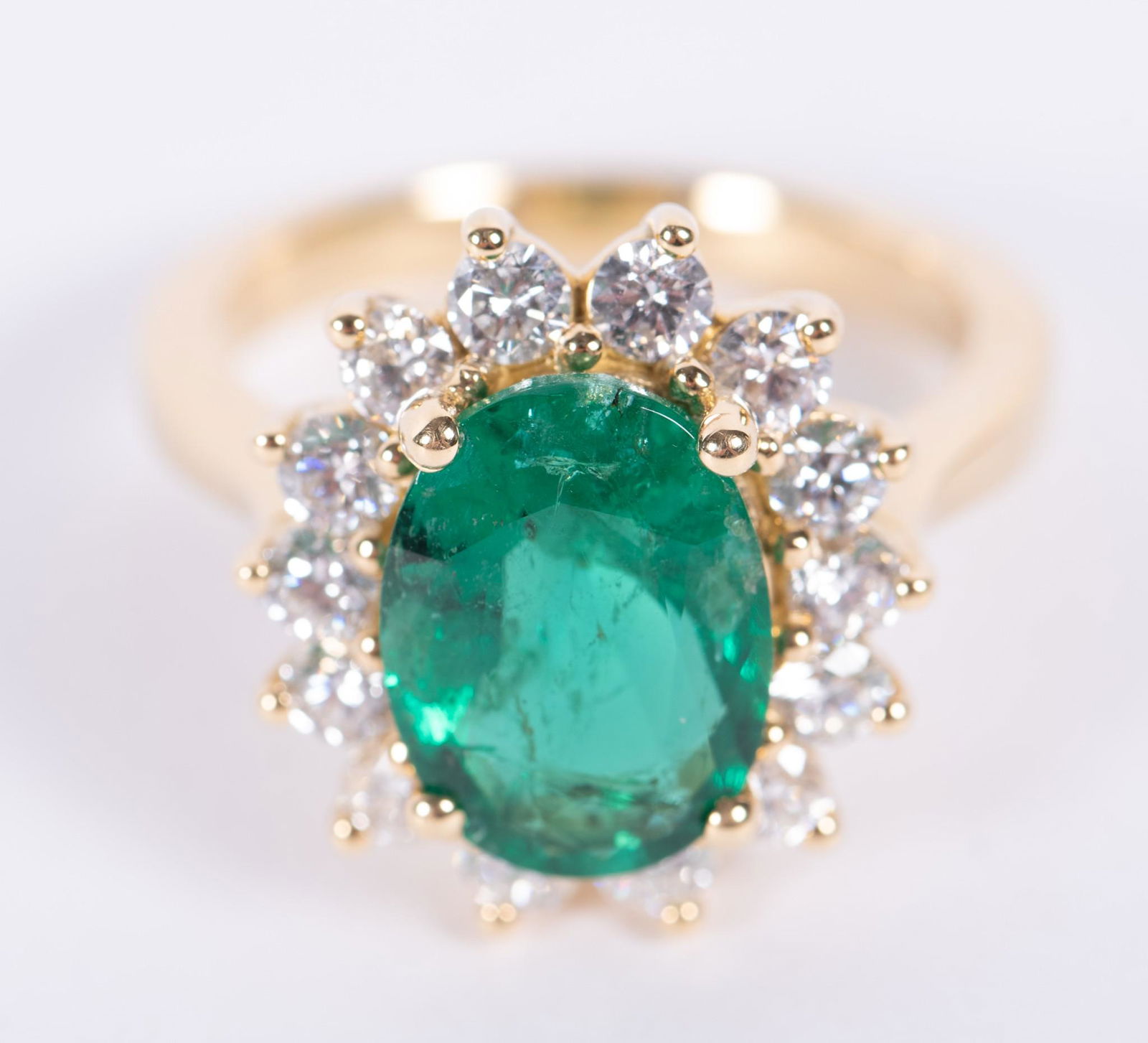 18K Gold Natural Emerald and Diamond Ring; GIA Certified (1 of 1)