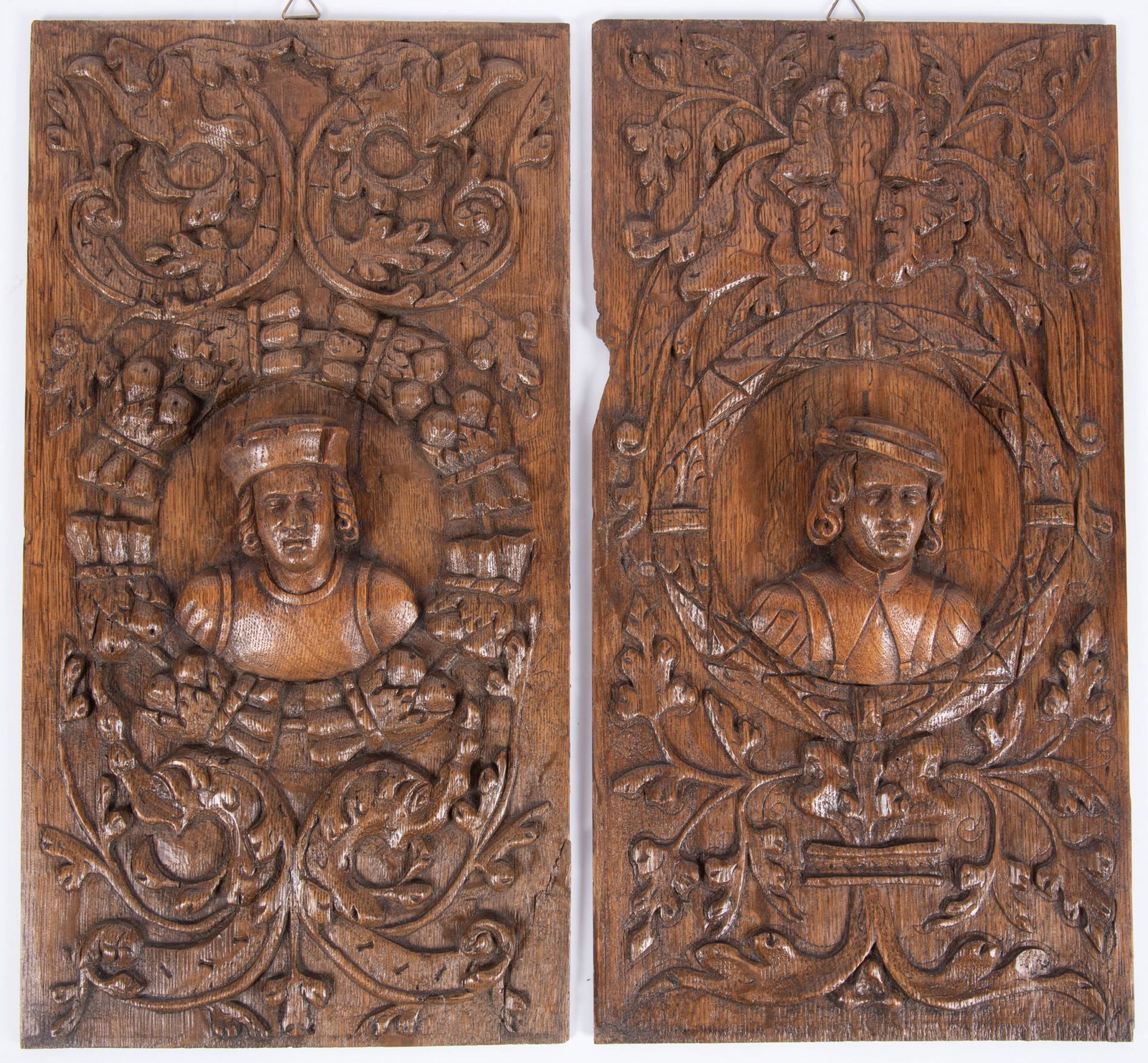 Two Companion Antique Carved Portrait Relief Panels (1 of 4)