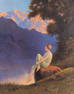 In the Style of Maxfield Parrish, New Hampshire (1870-1966), Girl on a Rock, oil on canvas