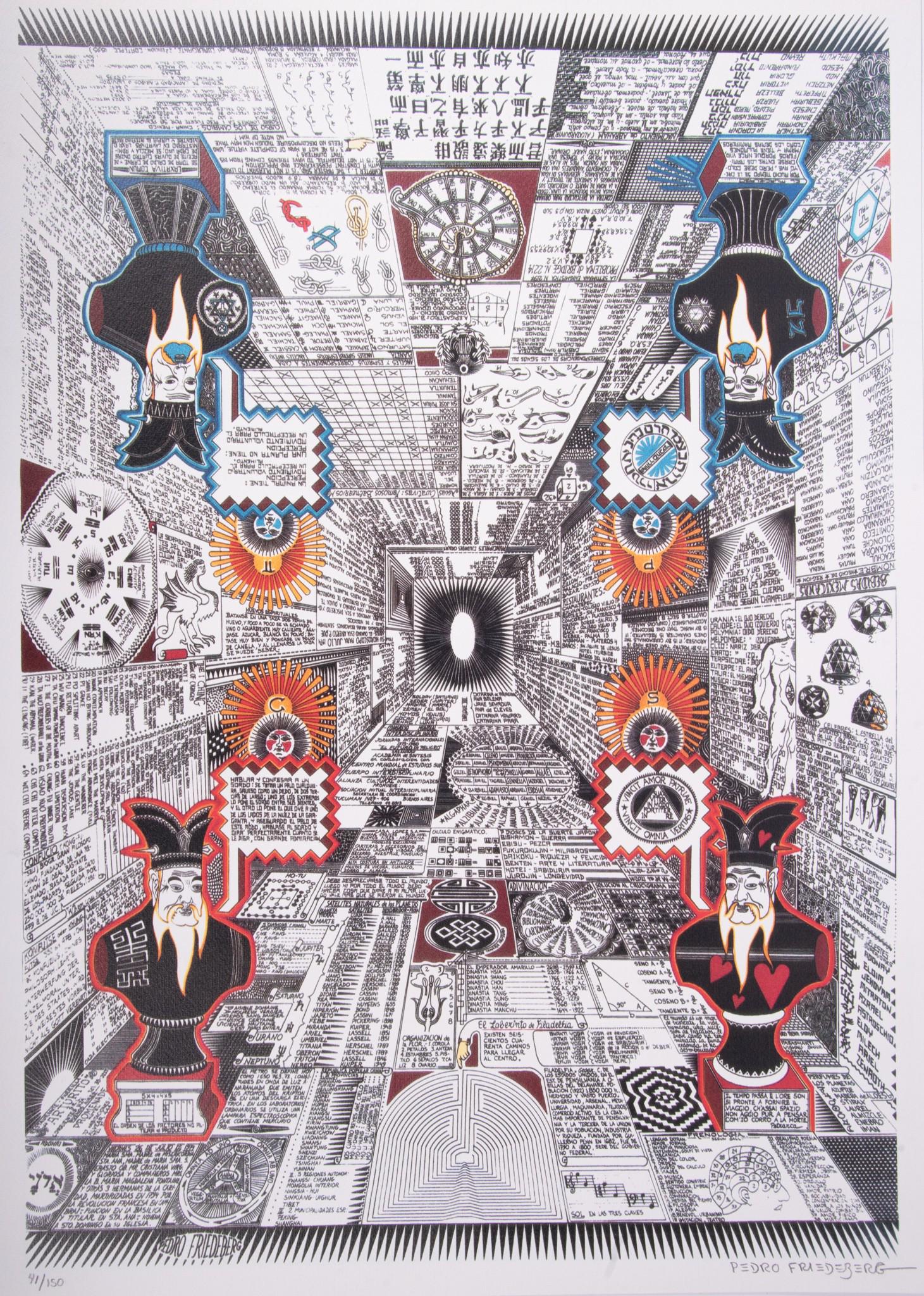 Pedro Friedeberg, Mexican (1936 -), The Confucio, lithograph (1 of 3)