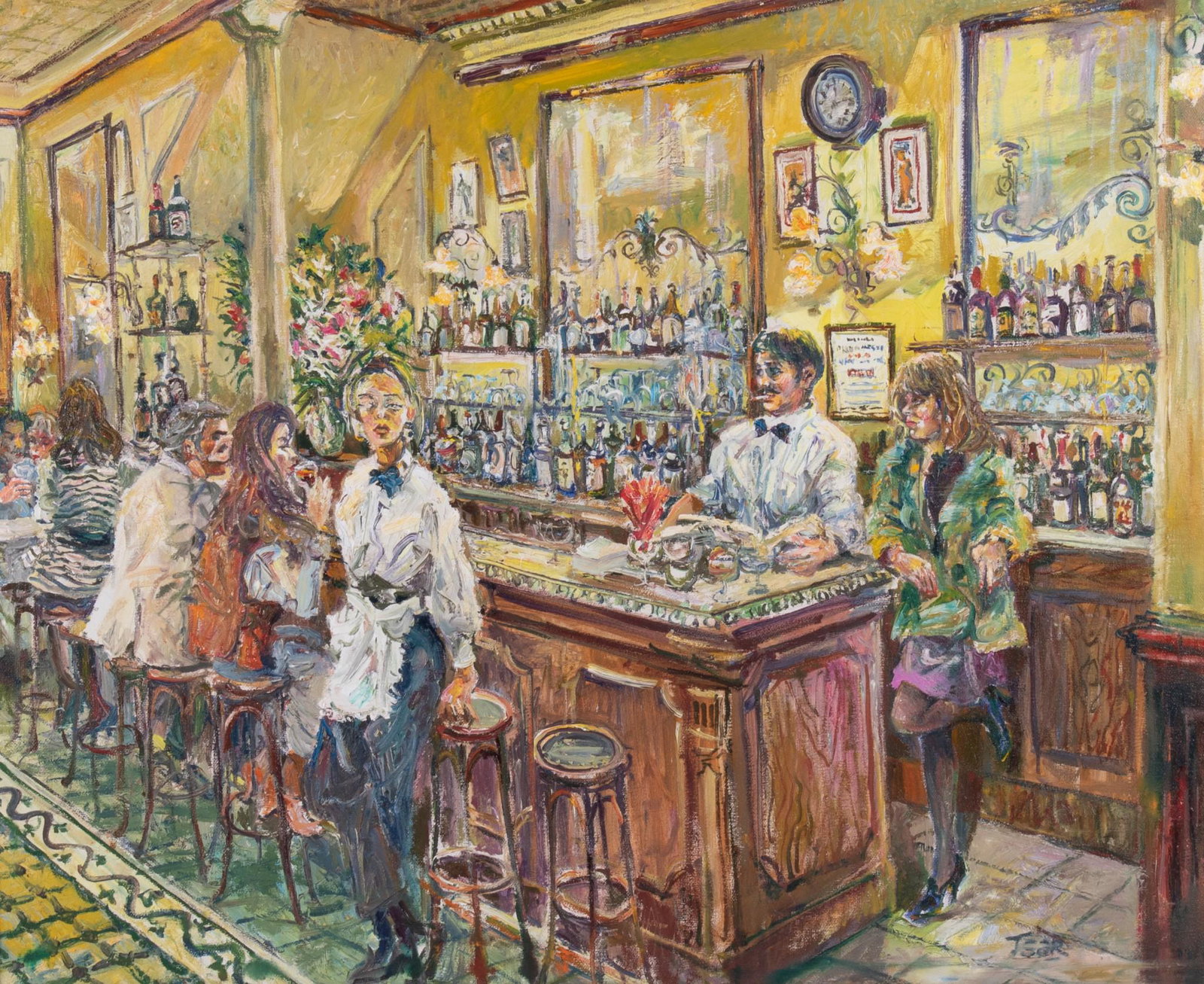 Val Tsar, New York/Ukraine (b. 1952), Barroom, oil on canvas (1 of 5)