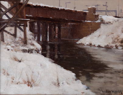 Gustav(e) Wolff, New York/Missouri/Germany (1863-1935), River Des Peres, oil on canvas: Gustav(e) WolffNew York/Missouri/Germany, (1863-1935)River Des Peresoil on canvassigned lower right, framed.Gustave Wolff was born in Berlin, Germany, but immigrated as a toddler along with his family