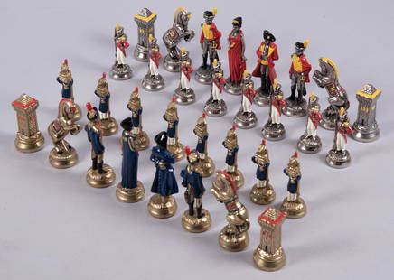 Cast and Hand-Painted Napoleon Chess Set by Italfama: Cast and Hand-Painted Napoleon Chess Set by ItalfamaMade in Italy, Florence by Italfama. Beautiful, lively colors. The theme includes Napoleon Bonaparte,Josephine and other elements of his French Army