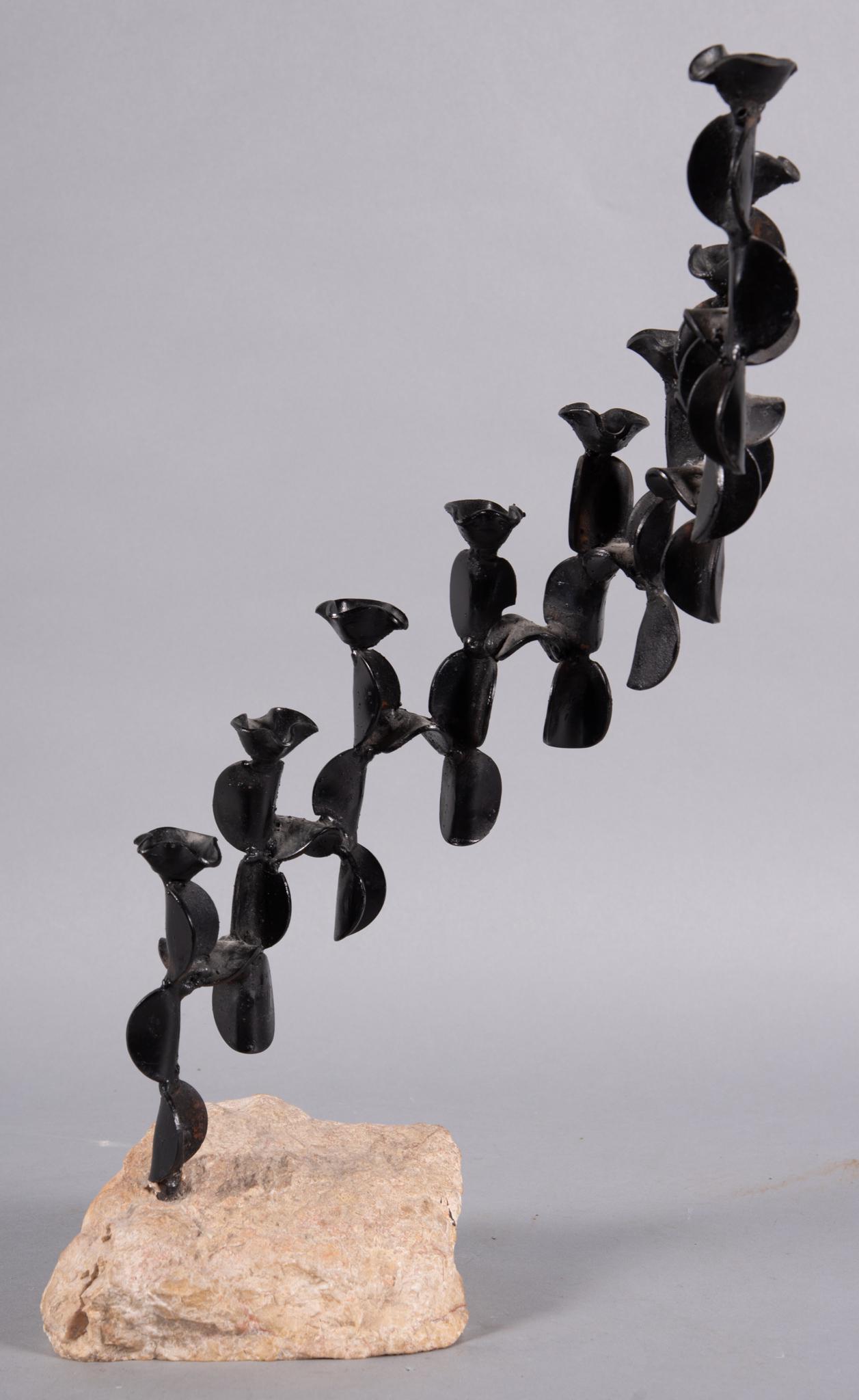 David Palombo, Israel (1920 - 1966), Cascading Sculpture, iron and stone base (1 of 5)