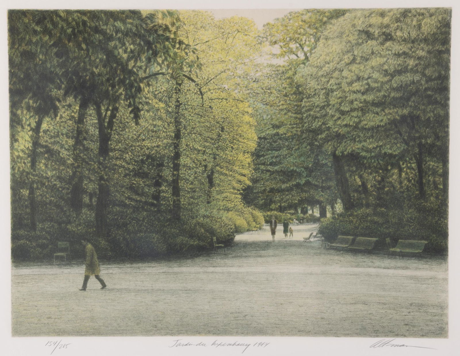 Harold Altman, American (1924-), Jardin Du Luxembourg, Family, and Walking Figure Luxembbourg, three (1 of 5)