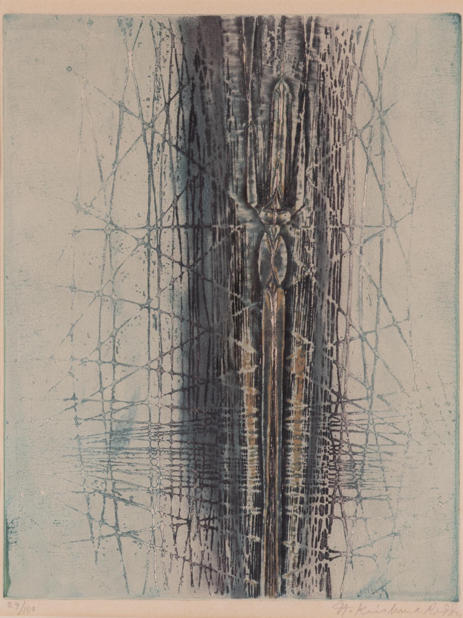 Krishna Reddy, India , Praying Woman, 1964, hand colored etching, ed. 29/100 (1 of 5)