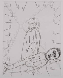 Francesco Clemente, Italian (1928-1983), Music, 1981, drypoint, ed. 4/10: Francesco ClementeItalian, (1928-1983)Music, 1981drypoint, ed. 4/10Published by Crown Point Press, signed and numbered in pencil, unframed.22 1/2 x 14 7/8 inches (sheet)