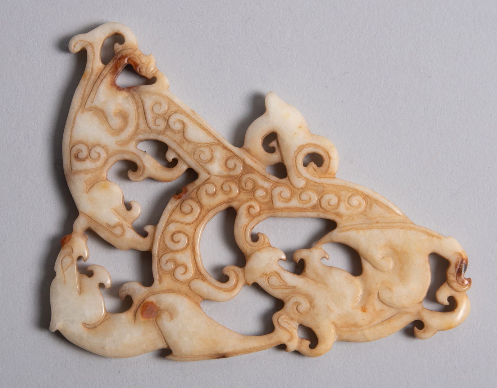 A Carved Chinese Jade Ornament with Beasts (1 of 4)