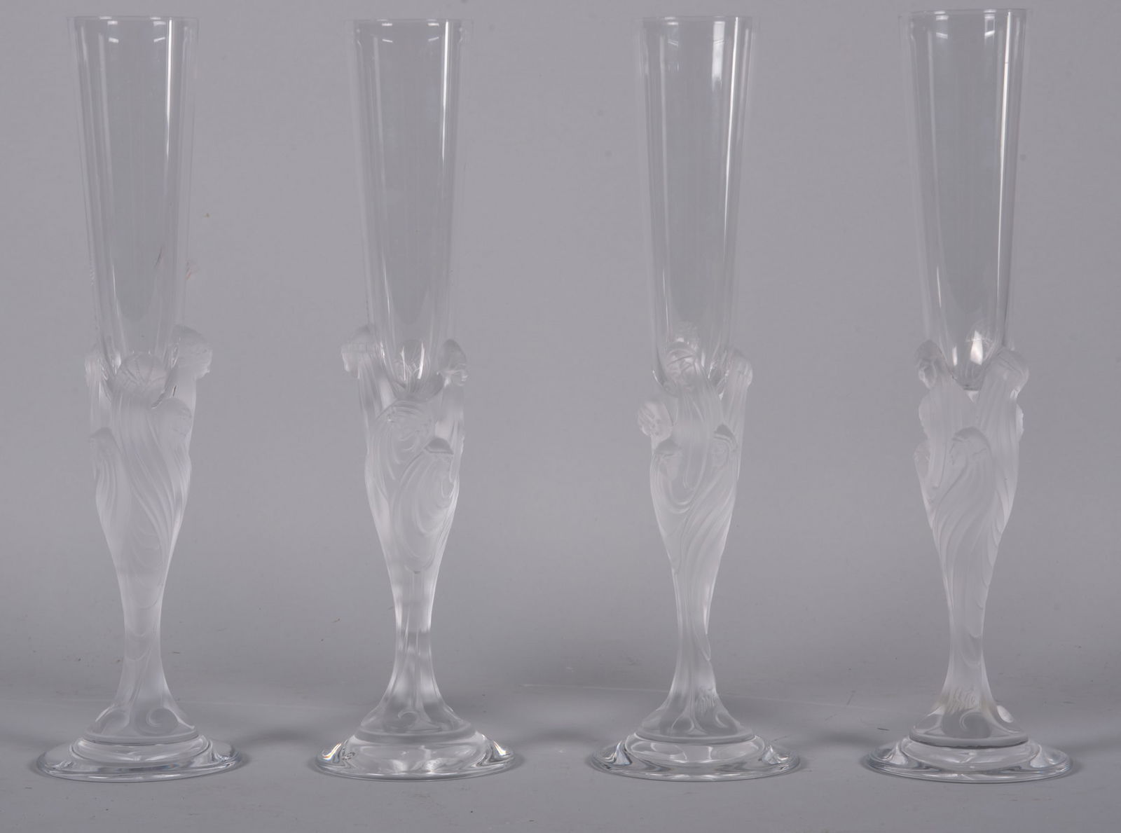 Four Signed Erte Crystal Champagne Flutes, Flute Majestique (1 of 5)
