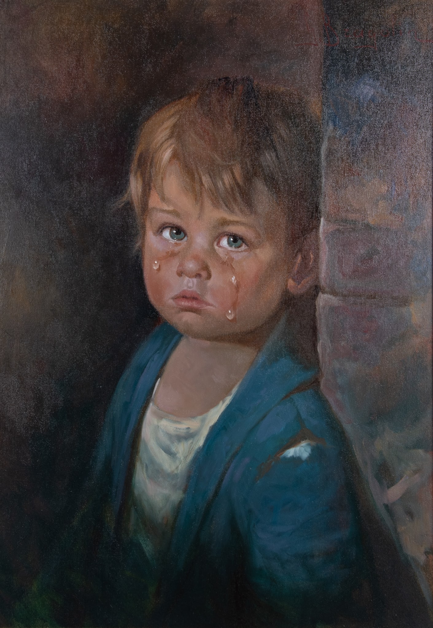 Giovanni Bragolin, Italy (1911-1981), Crying Boy, oil on canvas (1 of 6)